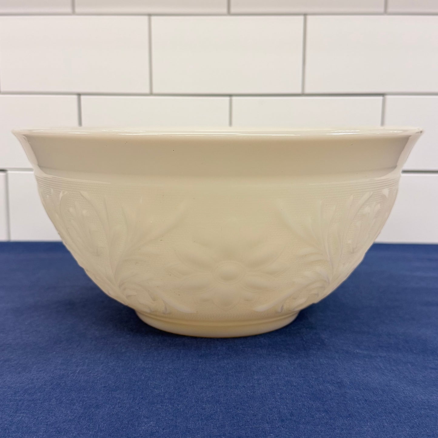 Anchor Hocking Milk Glass Punch Bowl & 10 Cup Set 1960s