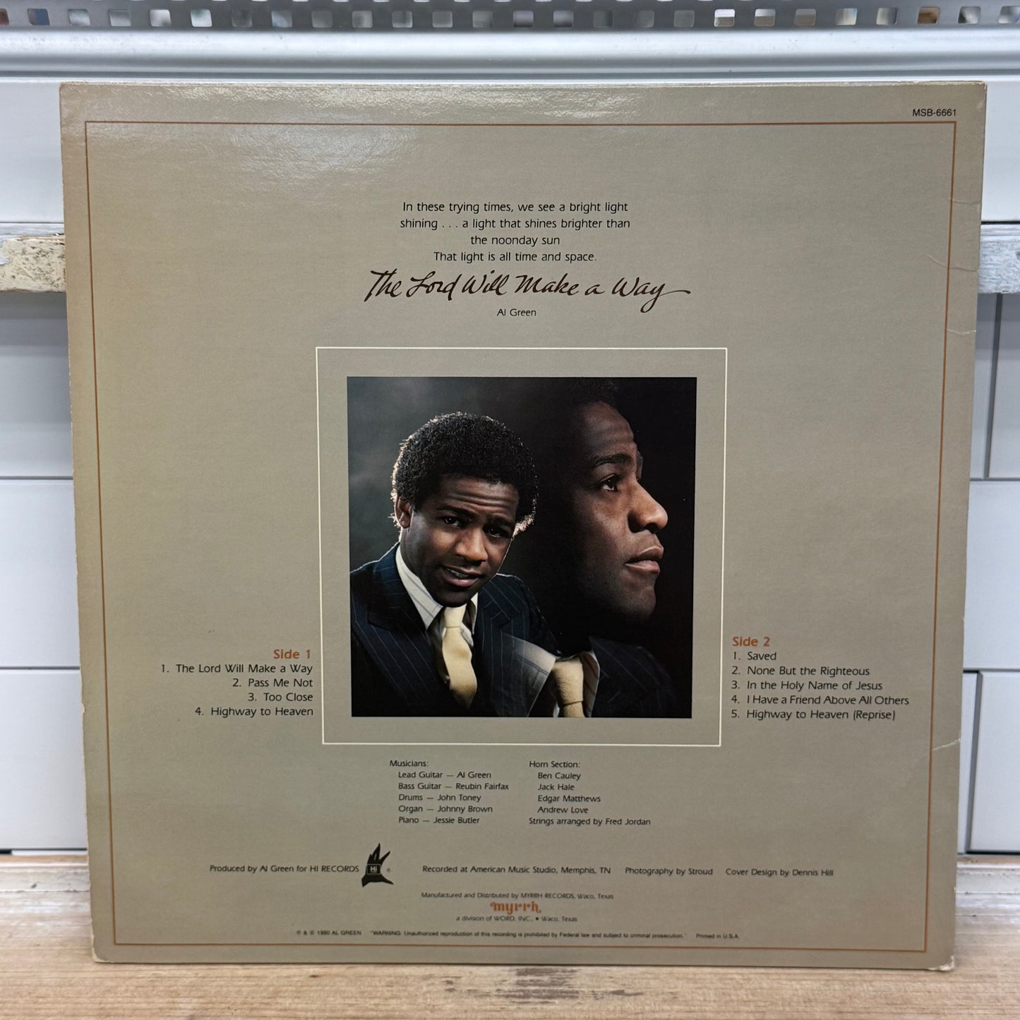 Al Green The Lord Will Make a Way Vinyl LP 1980 Myrrh #MSB-6661