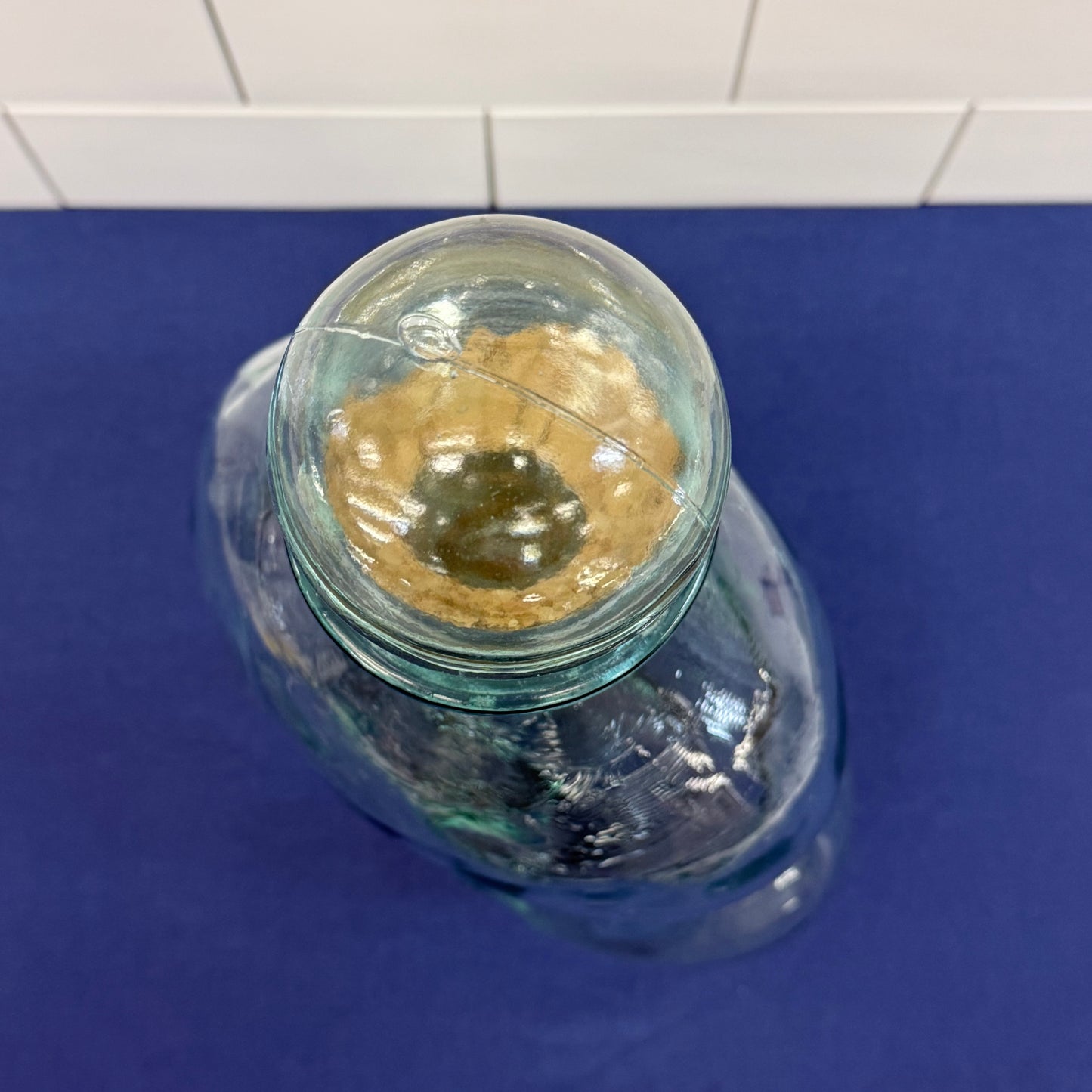 Hand-Blown Recycled Glass Decanter with Cork Stopper