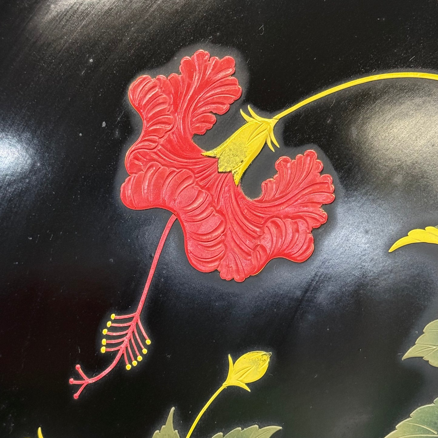 Bembo Okinawa Japanese Lacquerware Floral Serving Tray