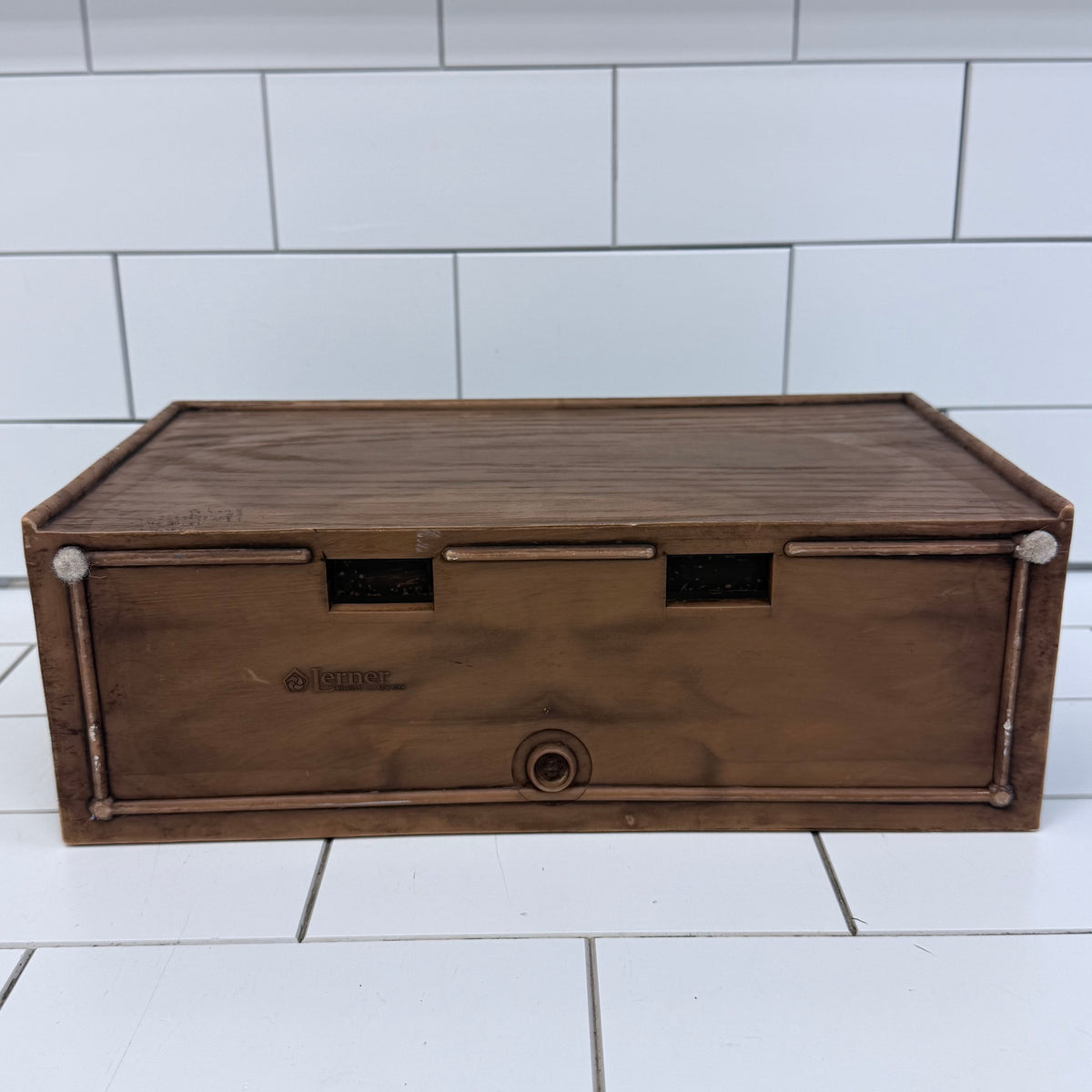 Vintage Lerner Carved Wood Floral Letter Mail Desk Organizer