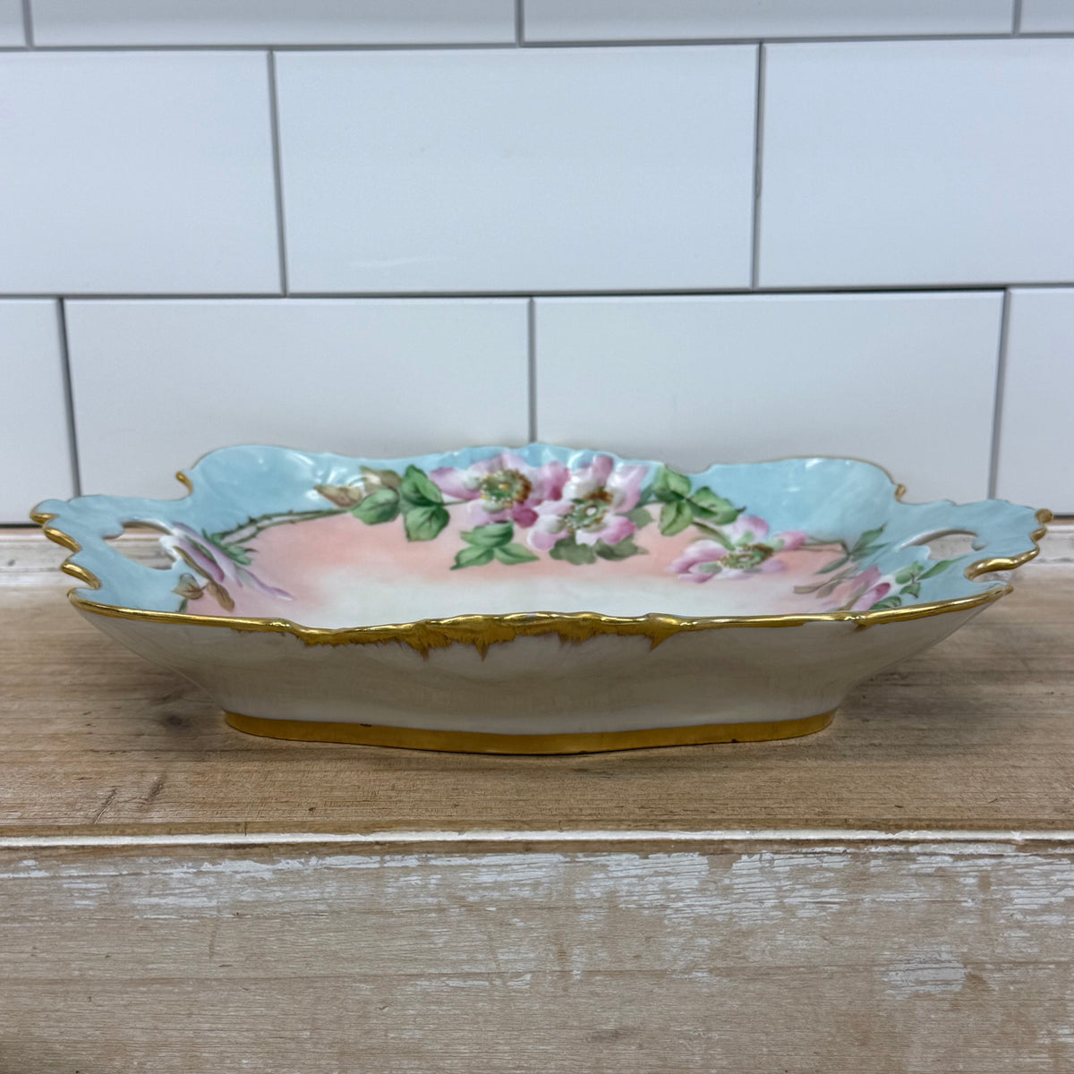 Antique Fürstenberg Brunswick Floral Porcelain Tray Gilt 1920s