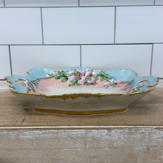Antique Fürstenberg Brunswick Floral Porcelain Tray Gilt 1920s