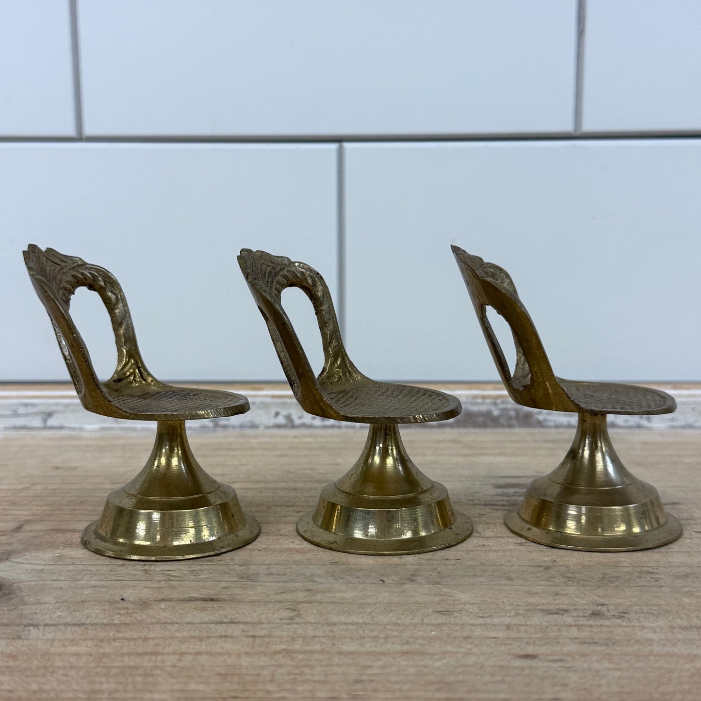 Dollhouse Furniture Chairs Table Bathtub Miniature Brass Lot of 5