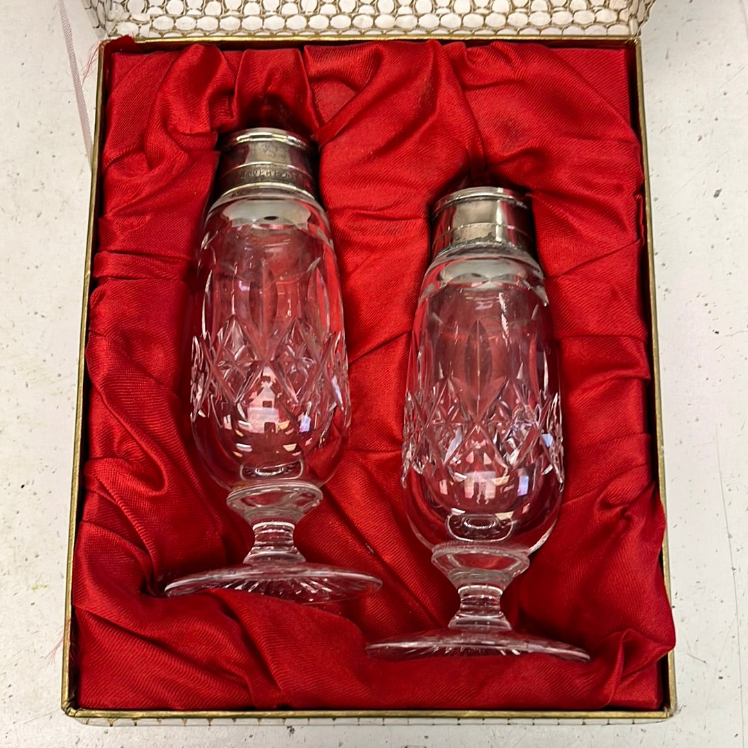 Vintage Stuart Crystal Salt & Pepper Set, Signed