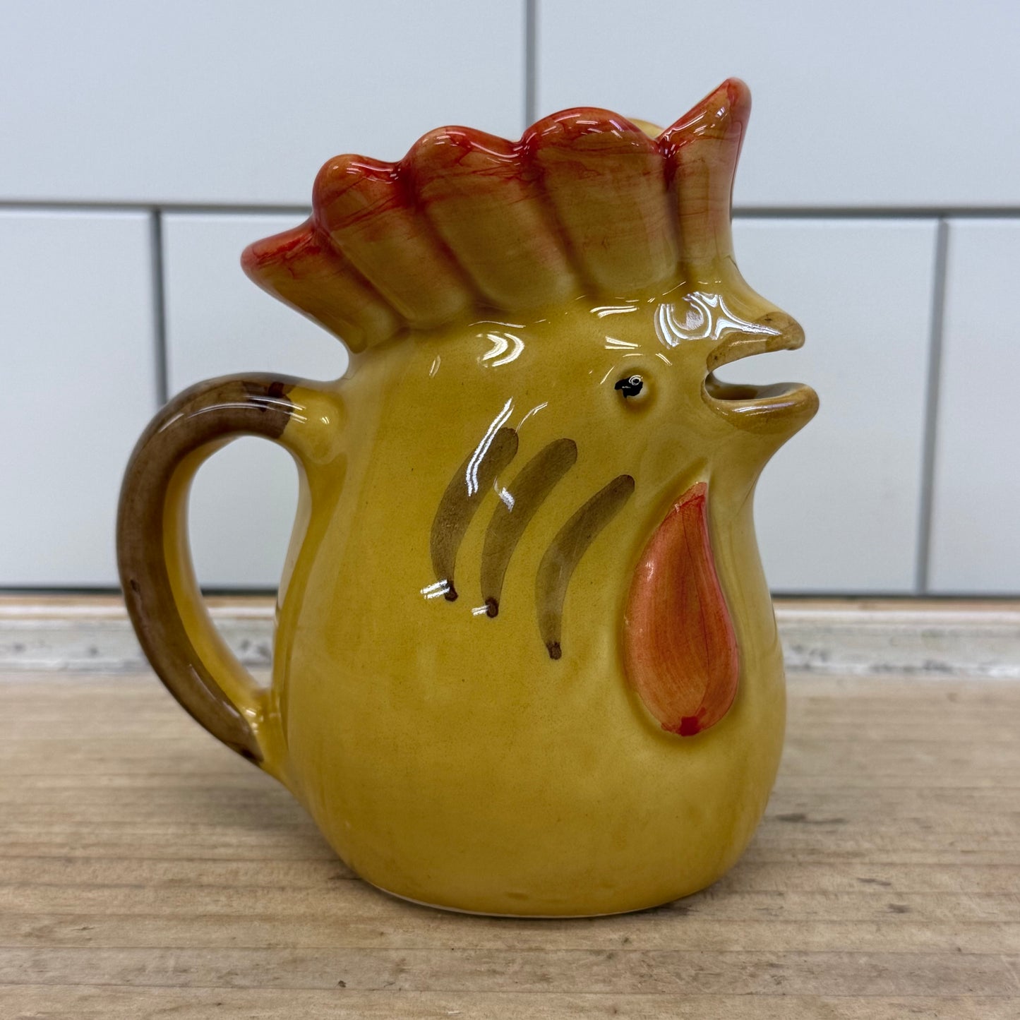 Italian Ceramic Rooster Creamer Pitcher Hand Painted