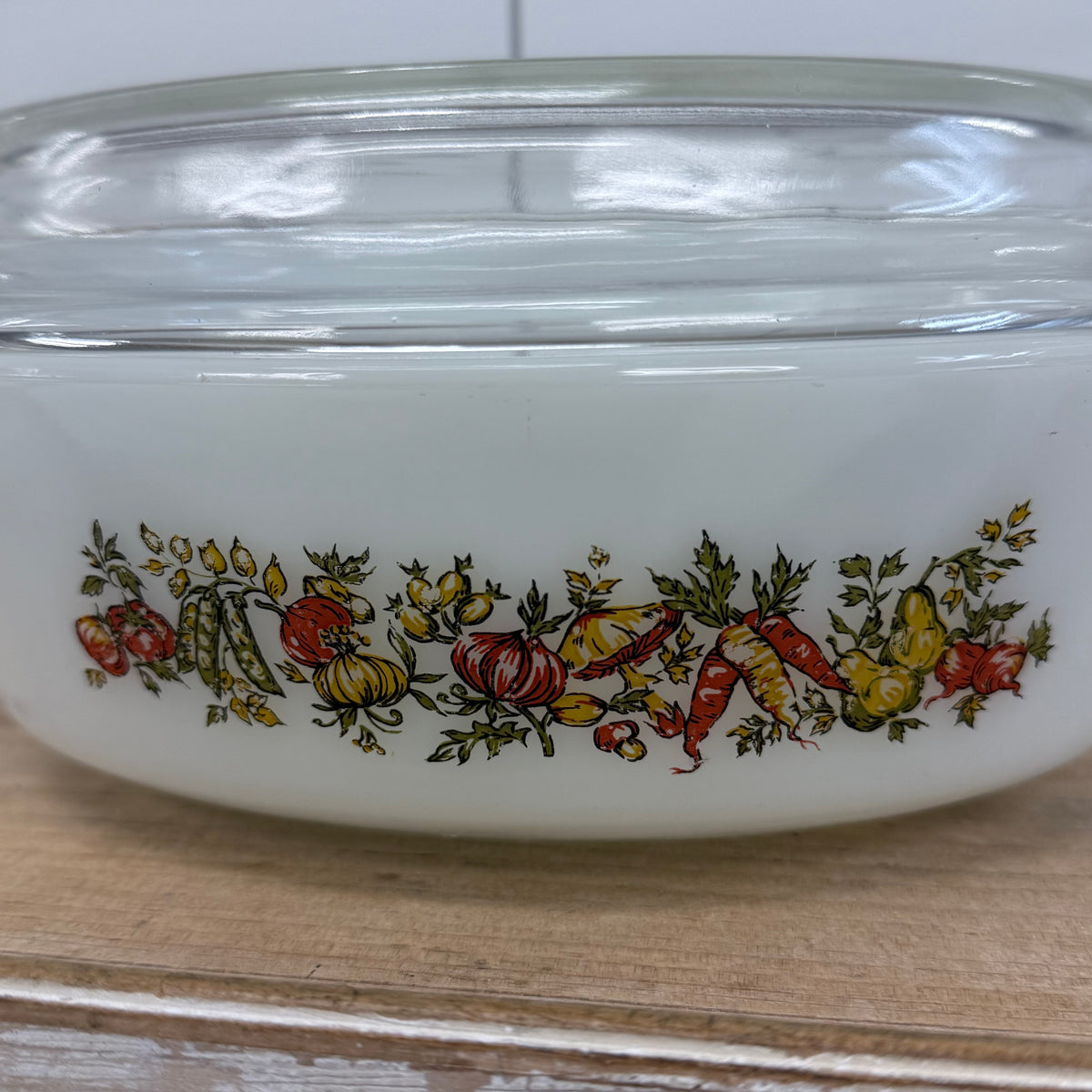 Fire-King Vegetable Pattern Casserole Dishes Set of 2 Vintage