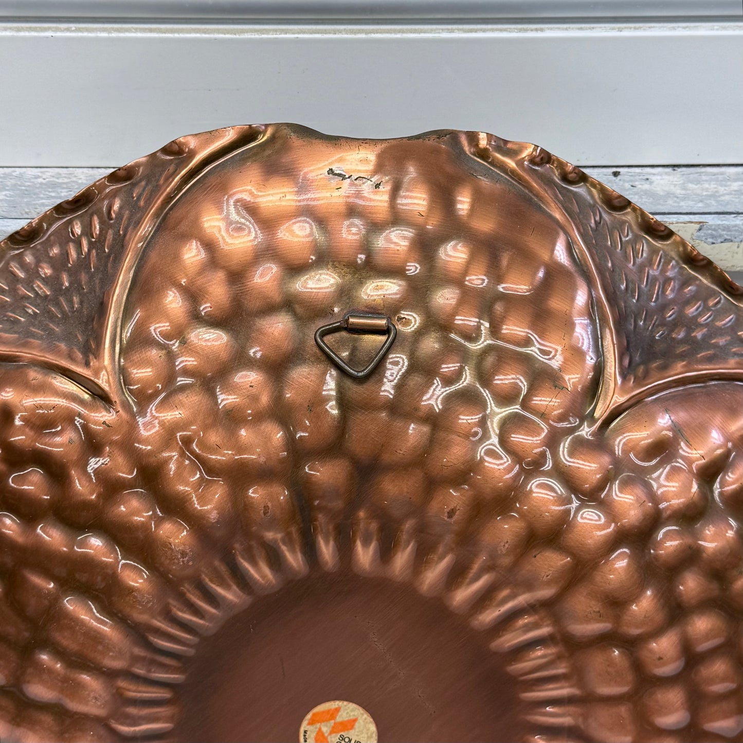 Gregorian Copper Hammered Floral Bowl Wall Hanging MCM
