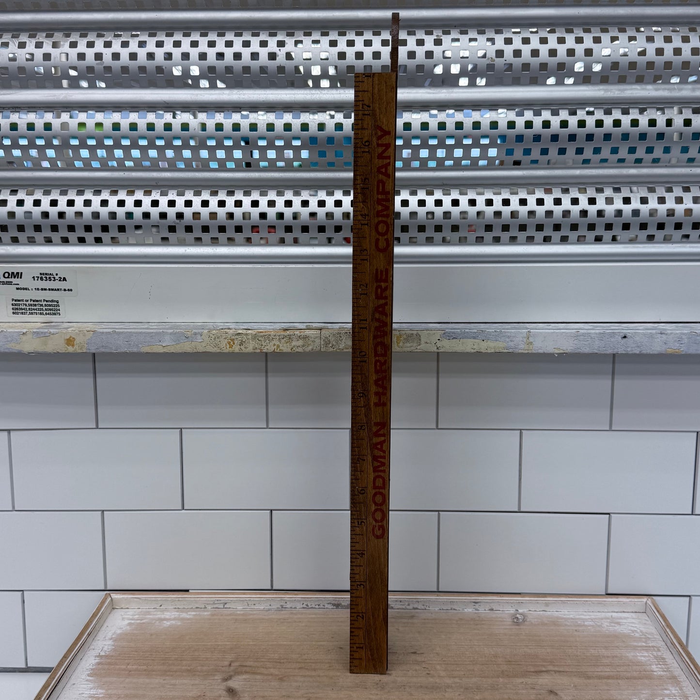Handcrafted Yardstick Wall Shelf Wooden Miniature Display Rack