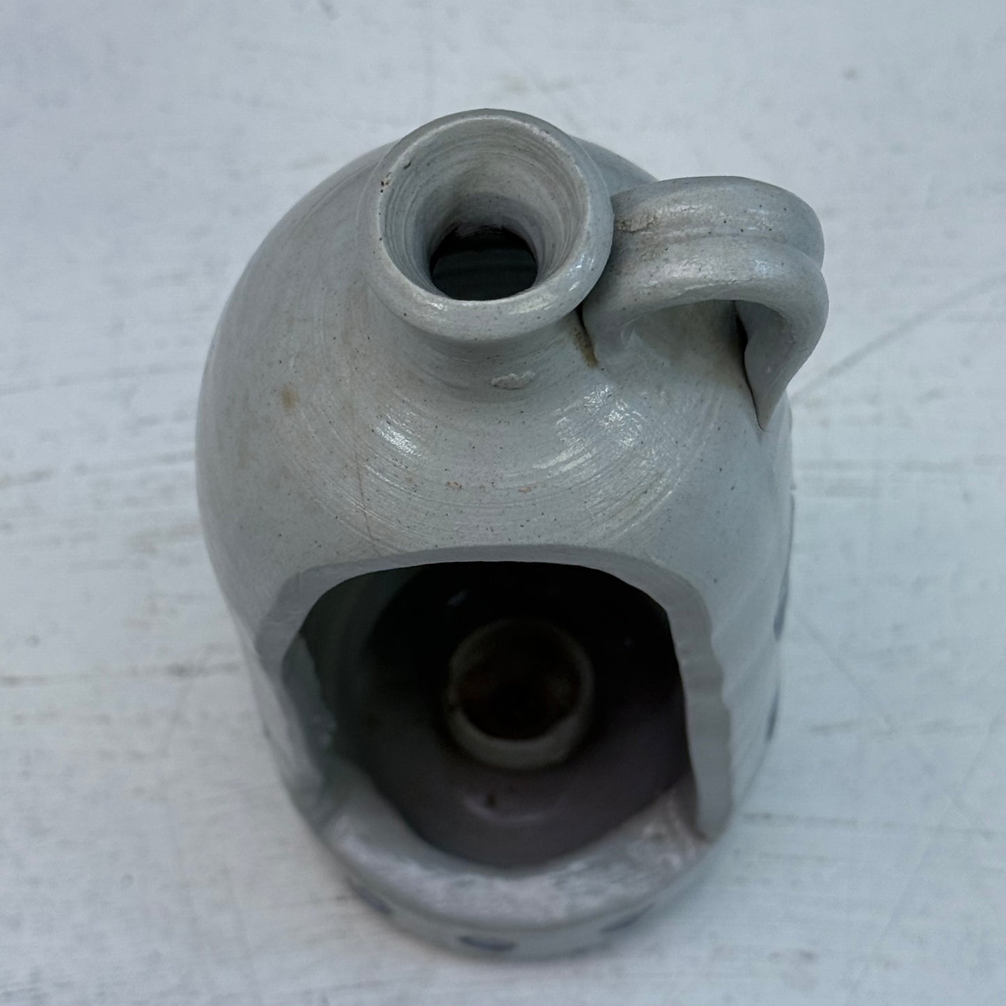 Williamsburg Pottery Salt Glazed Stoneware Jug Candlestick Holder