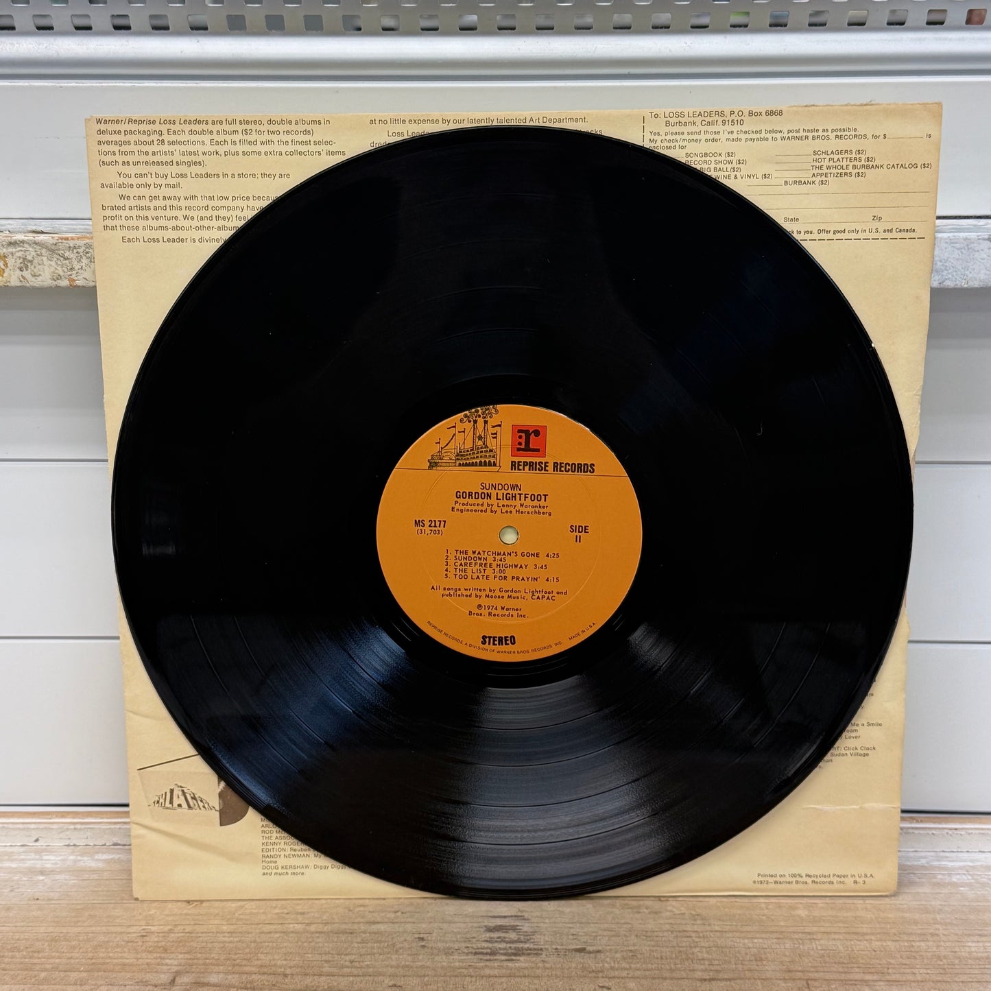 Gordon Lightfoot Sundown Vinyl Record LP 1974 #MS 2177