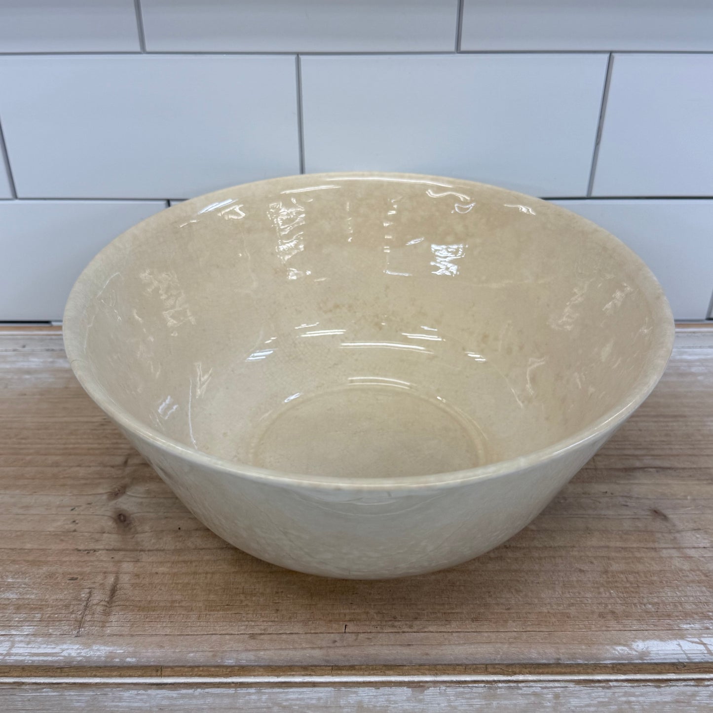 American Cream Glazed Stoneware Mixing Bowl 1940s–50s