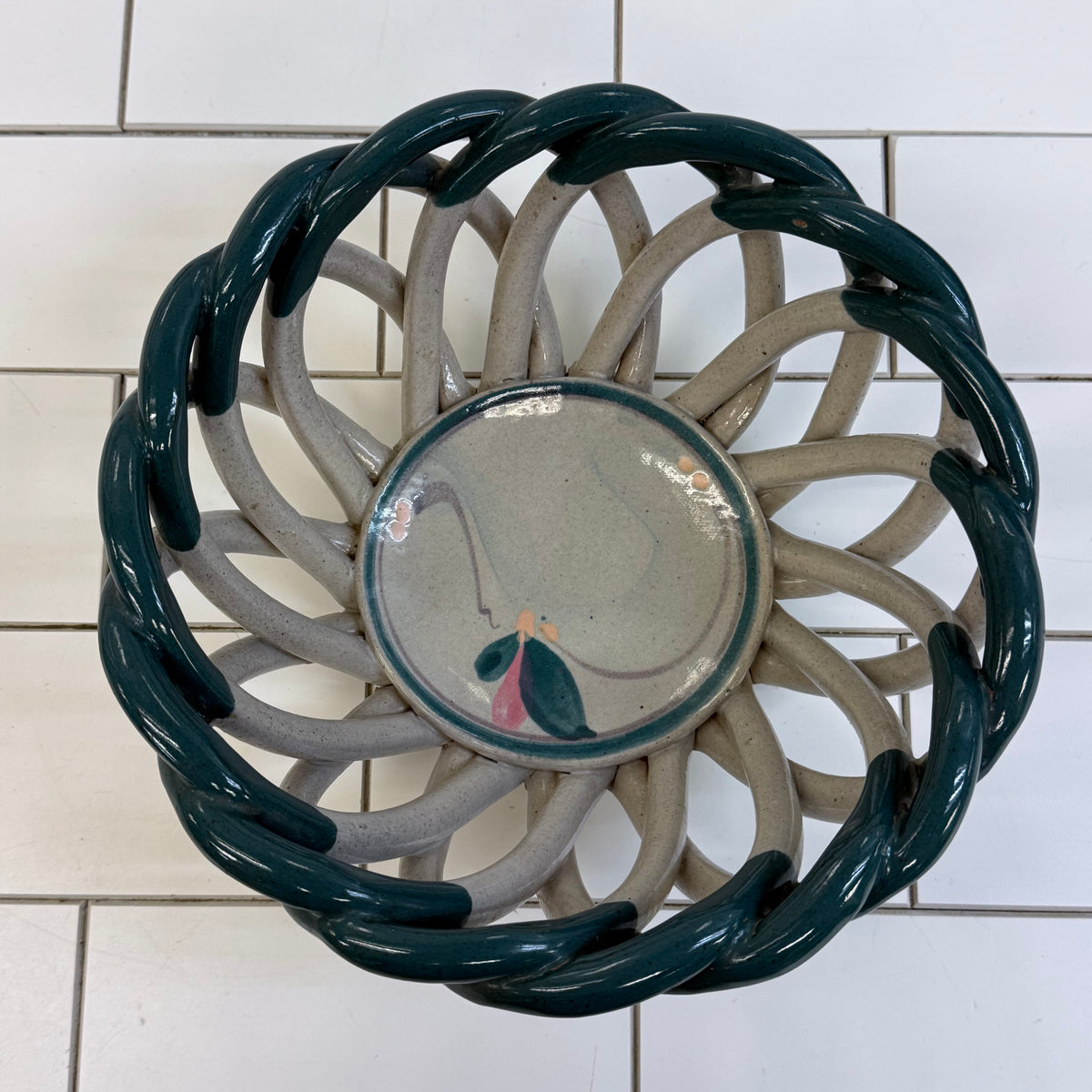 Studio Pottery Woven Ceramic Basket