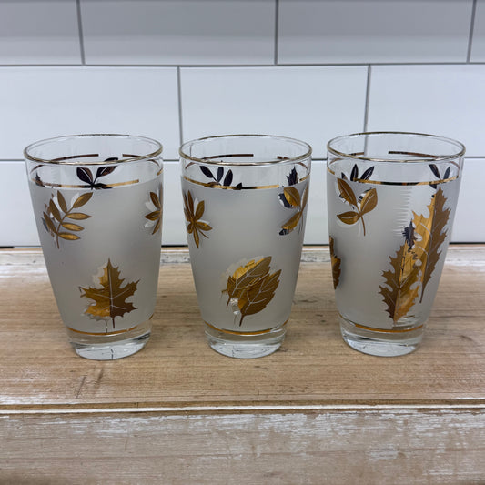 Libbey Golden Foliage Glassware Set of 9 Vintage
