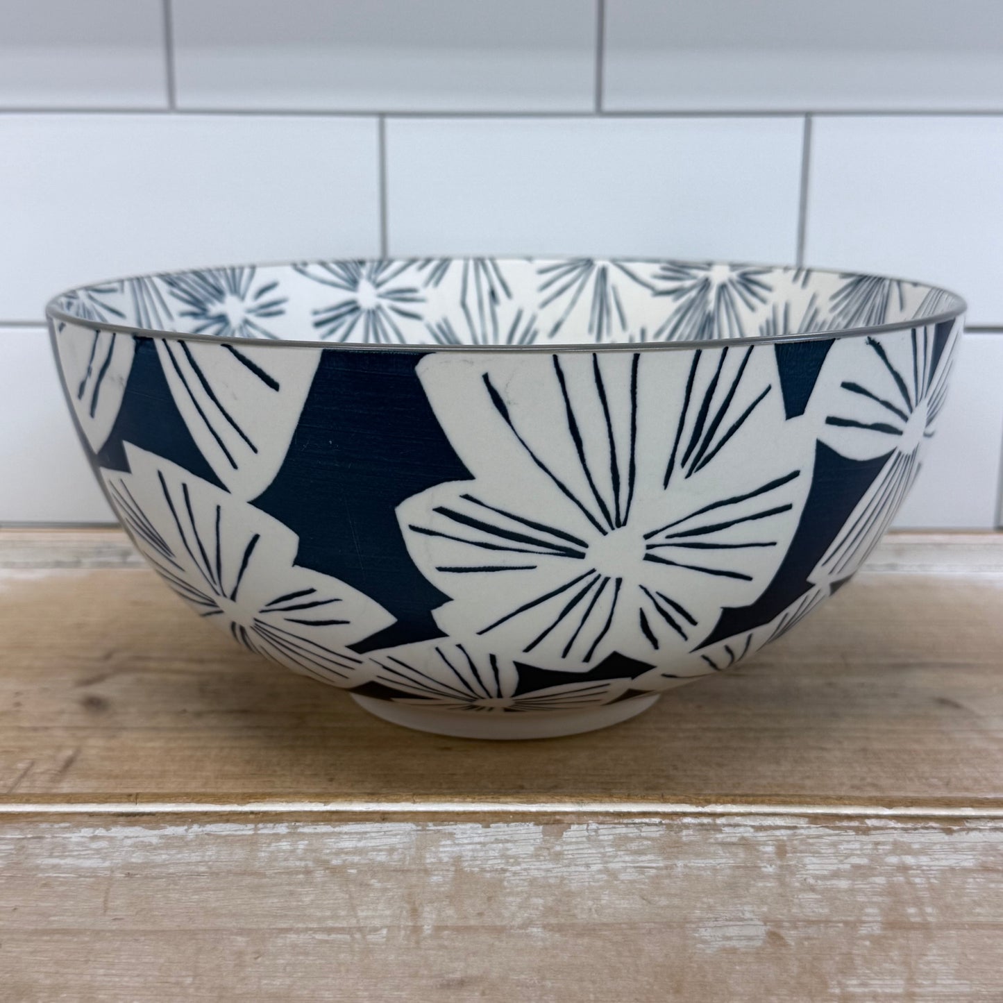 Crate & Barrel Mai Floral Ceramic Serving Bowl