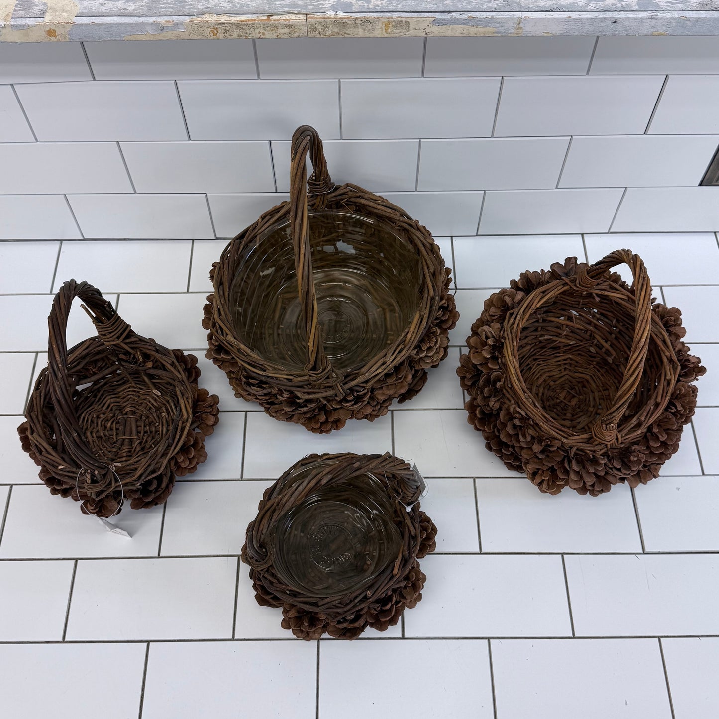 McCann Brothers Rustic Woven Pine Cone Basket