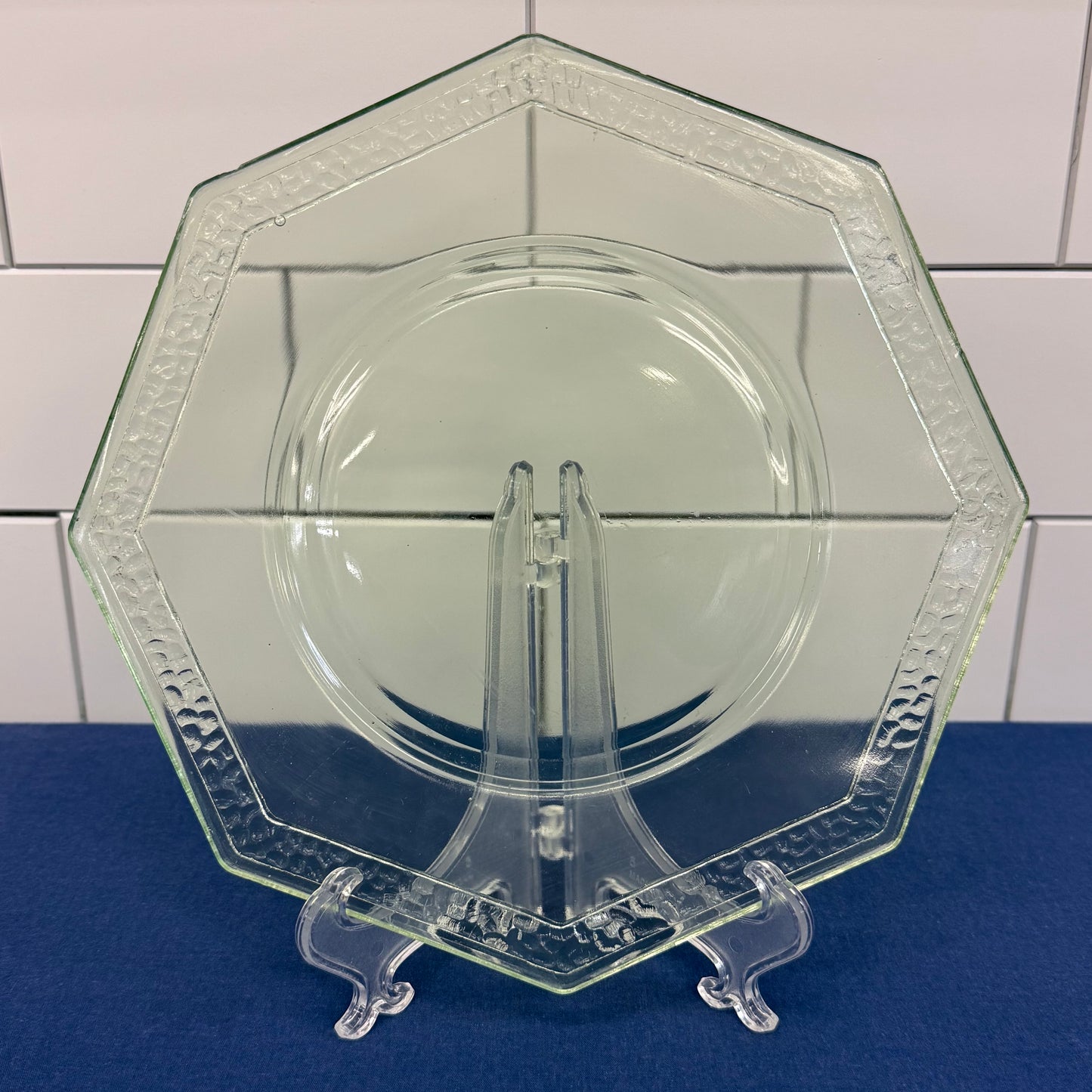 Uranium Glass Octagonal Plates Set of 2 c.1930s
