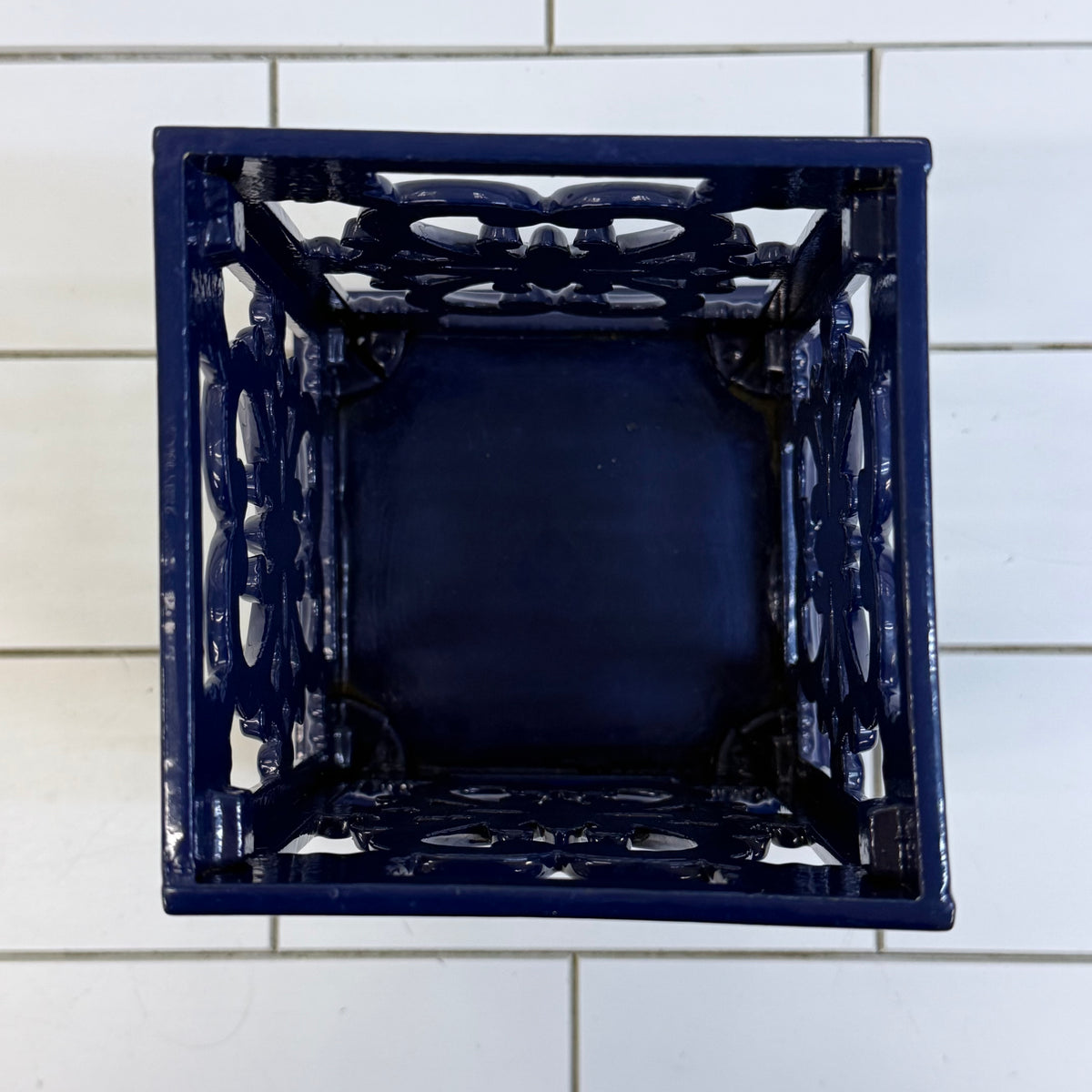 Navy Blue Cast Iron Cookbook Stand & Utensil Holder Set