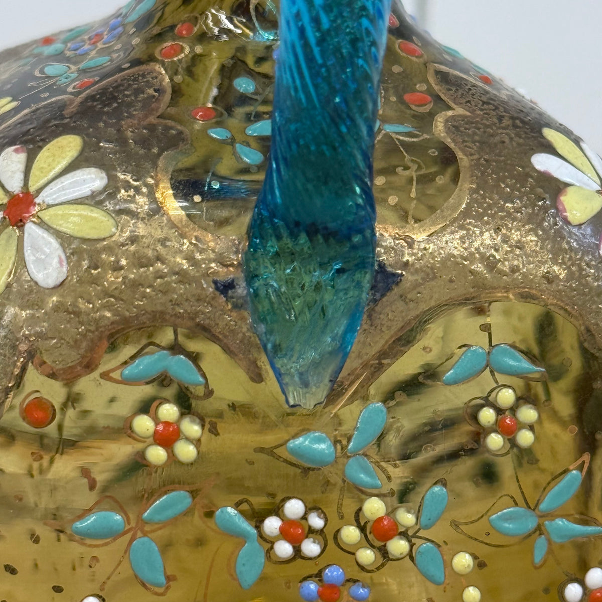 Theresienthal Enameled Glass Decanter c1890