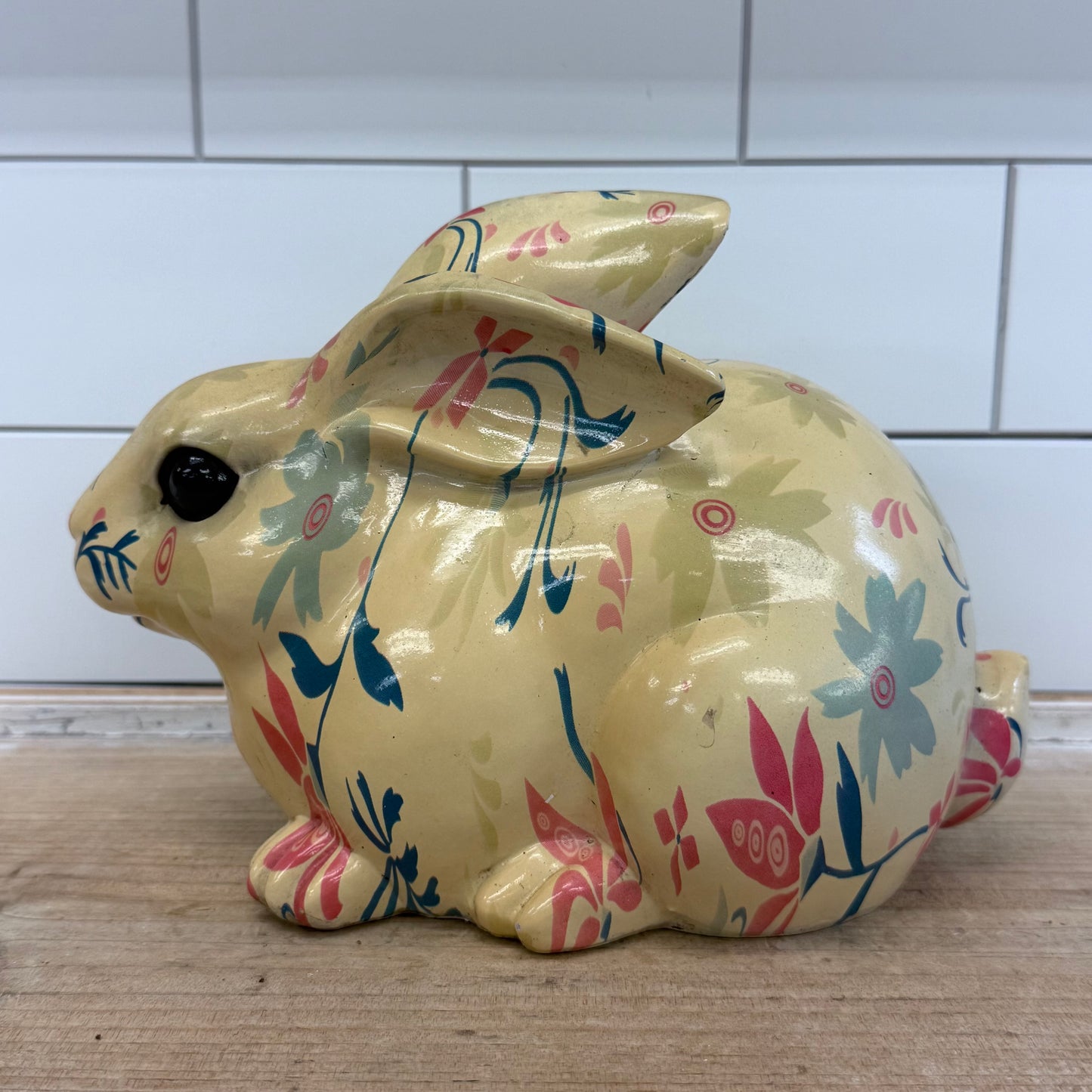 Floral Pattern Ceramic Rabbit Figurine