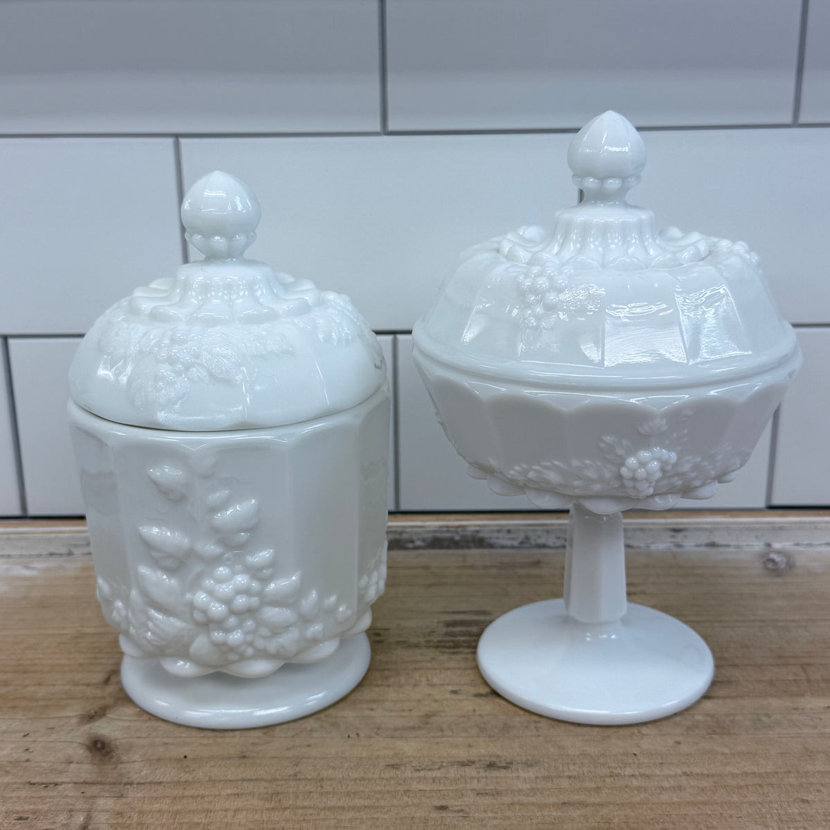 Westmoreland Milk Glass Compote & Canister