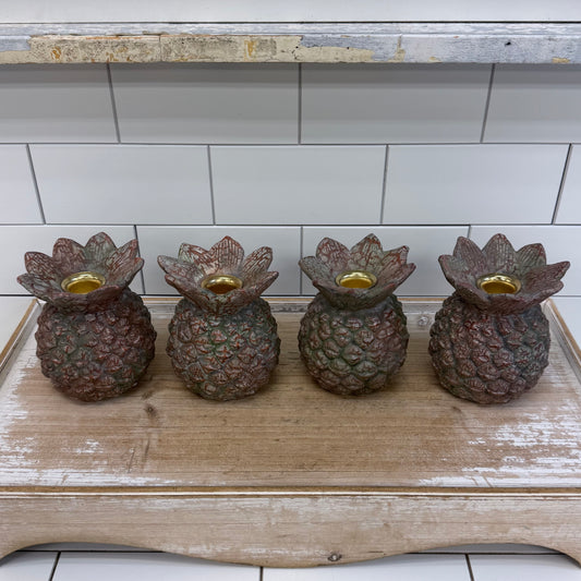 Vintage Pineapple Candlestick Holders Set of 4