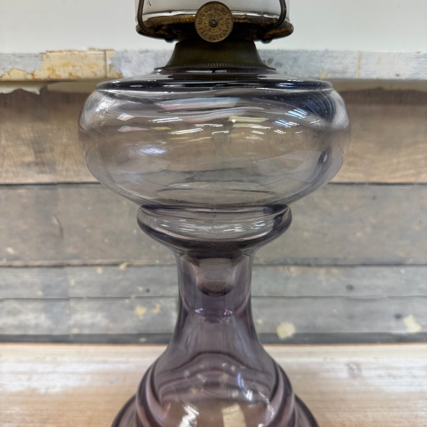 P&A Mfg. Co. Eagle Amethyst Glass Oil Lamp, c.1800s