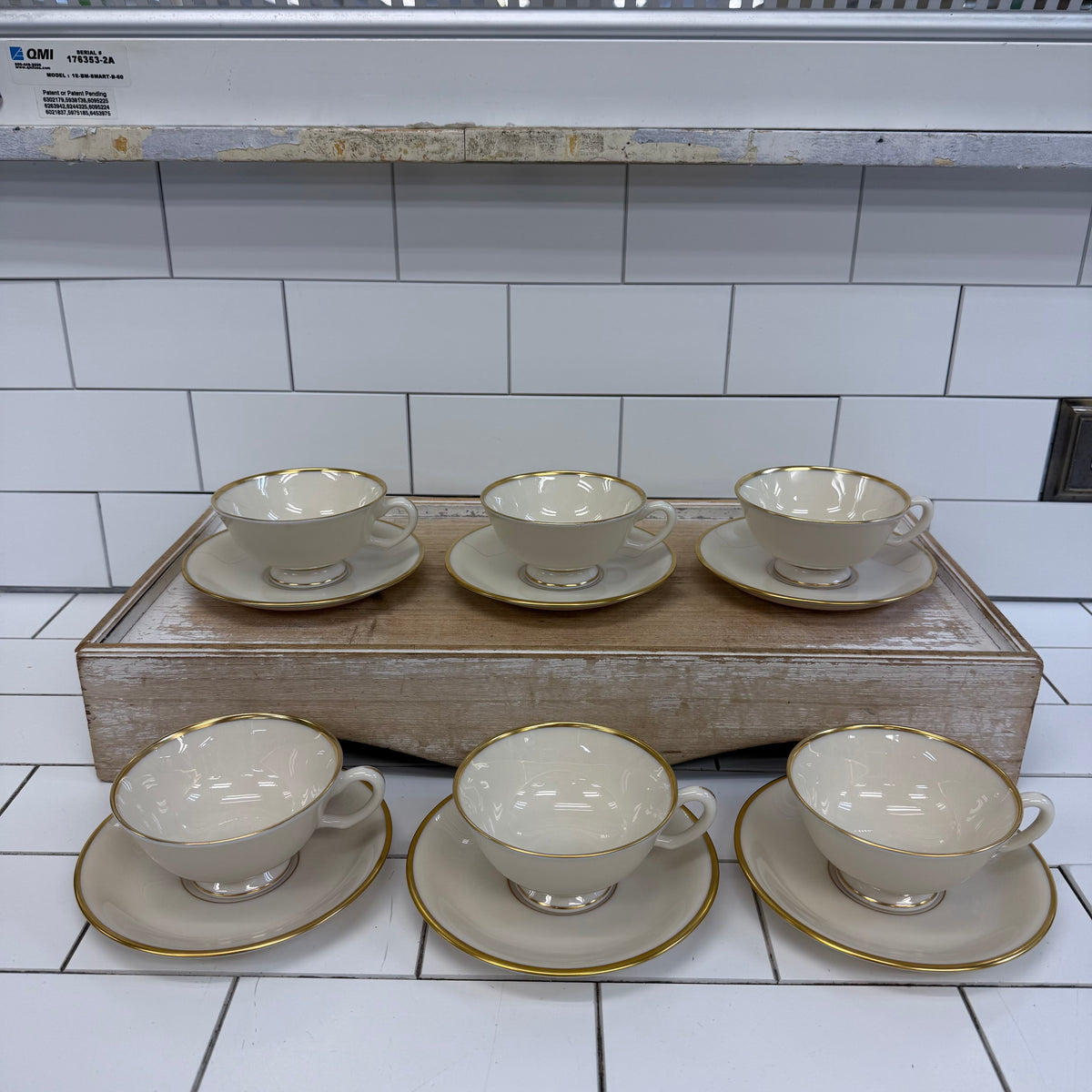 Lenox Mansfield Teacups & Saucers Set of 6 circa 1950