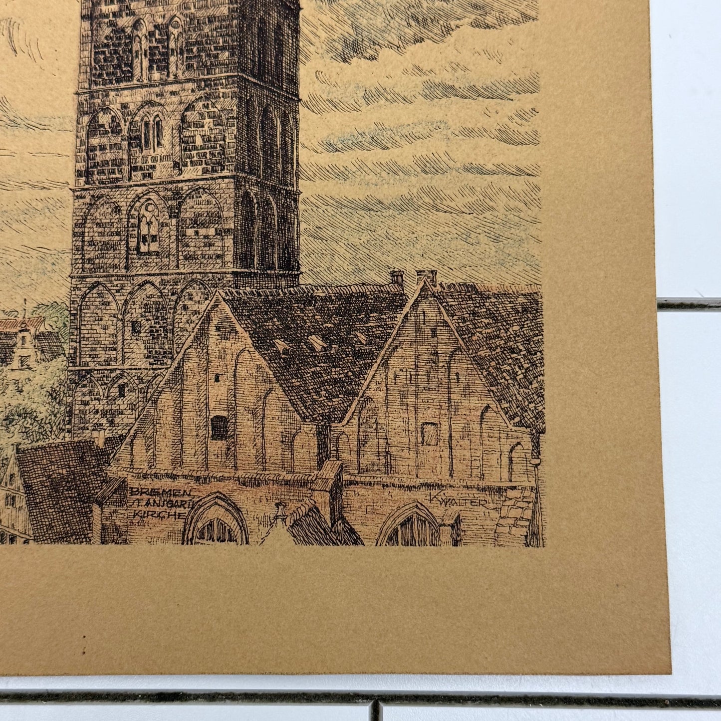 1941 Bremen Germany Clock Tower Art Print by K. Walter