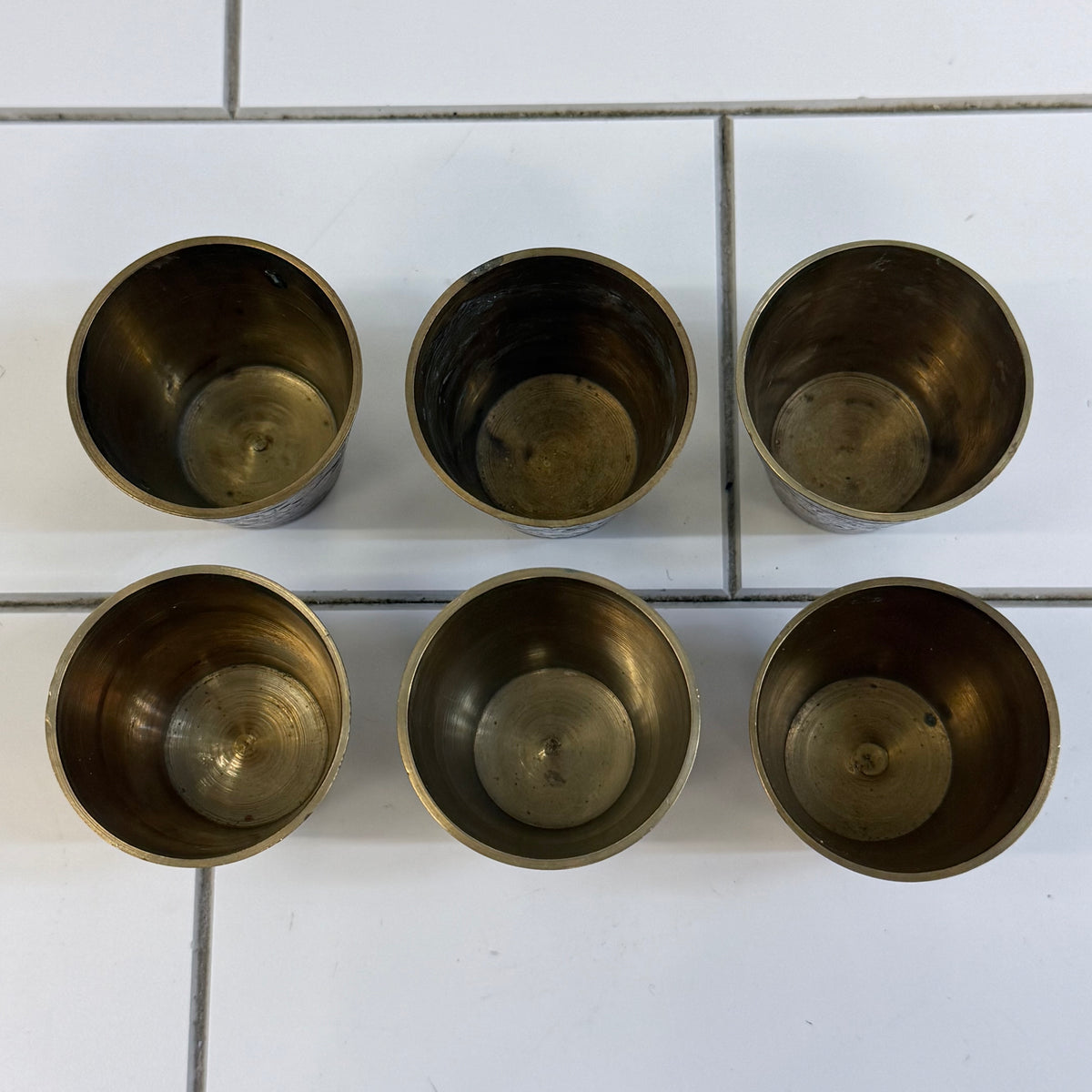 Indian Brass Floral Shot Cups Set of 6