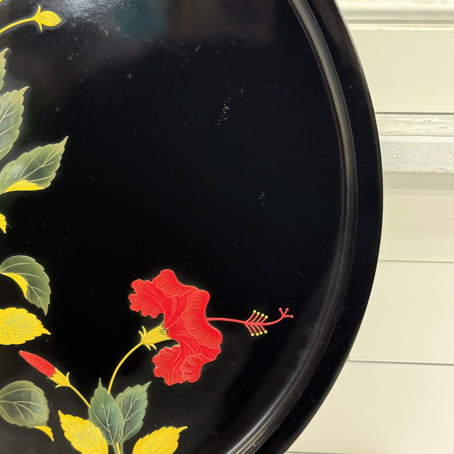 Bembo Okinawa Japanese Lacquerware Floral Serving Tray