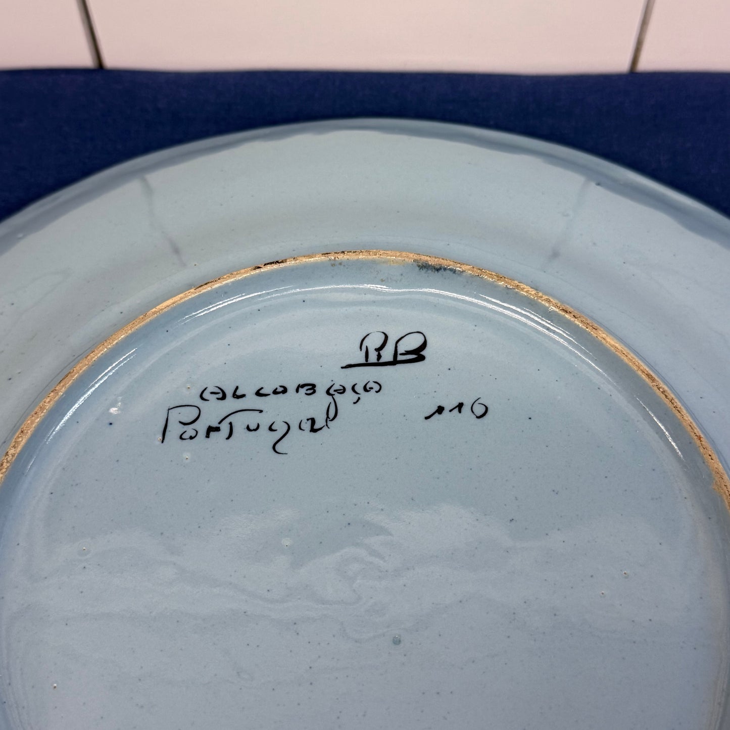Hand Painted Floral Dish Signed Mediterranean Decor