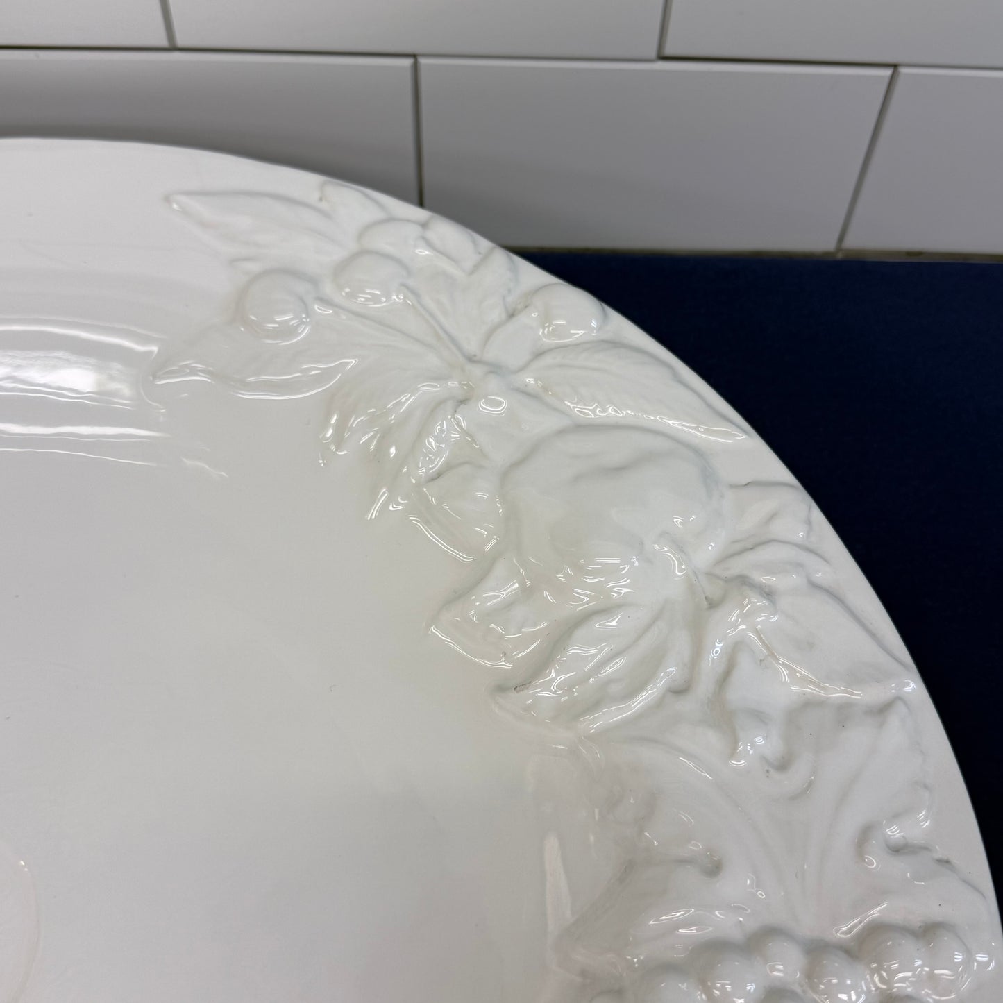 Antica Fornace Italian Embossed Ceramic Fruit Platter