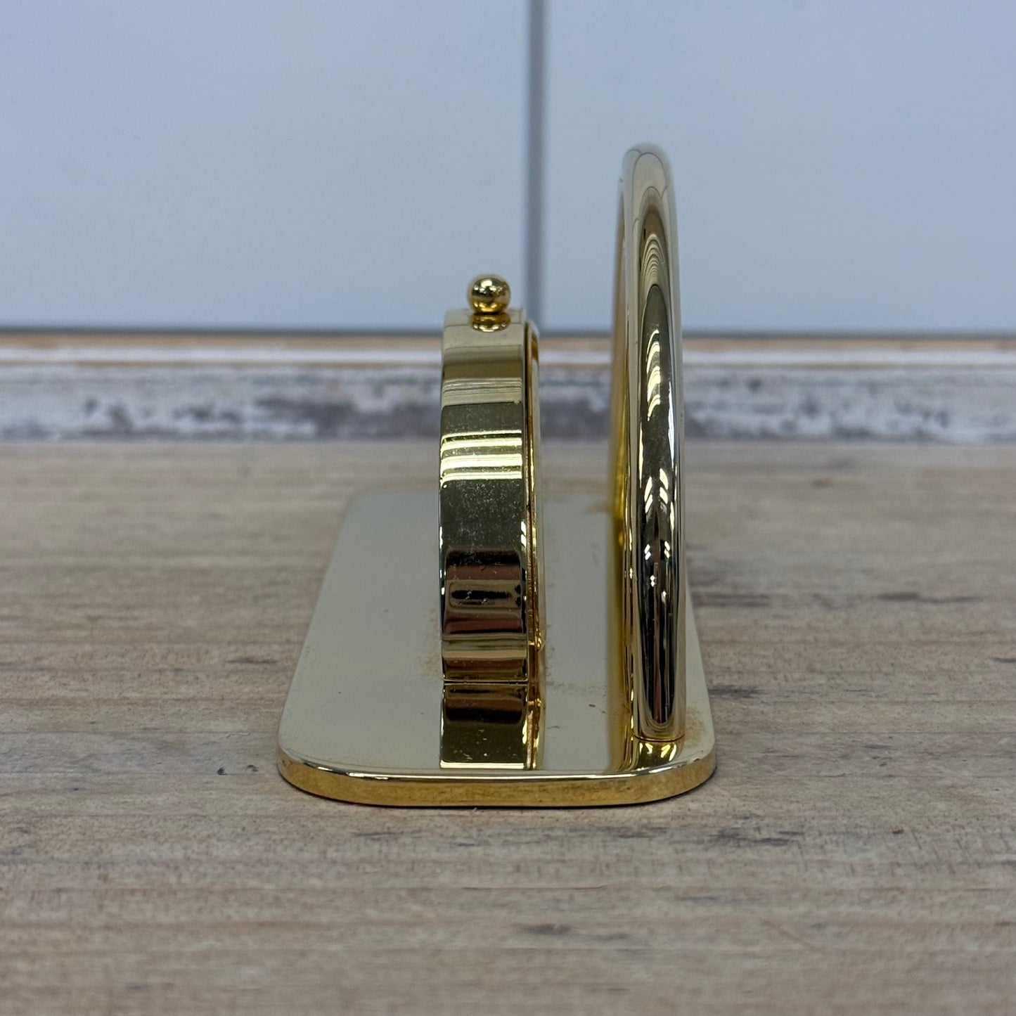 Howard Miller Brass Gold Plated Desk Clock Card Holder