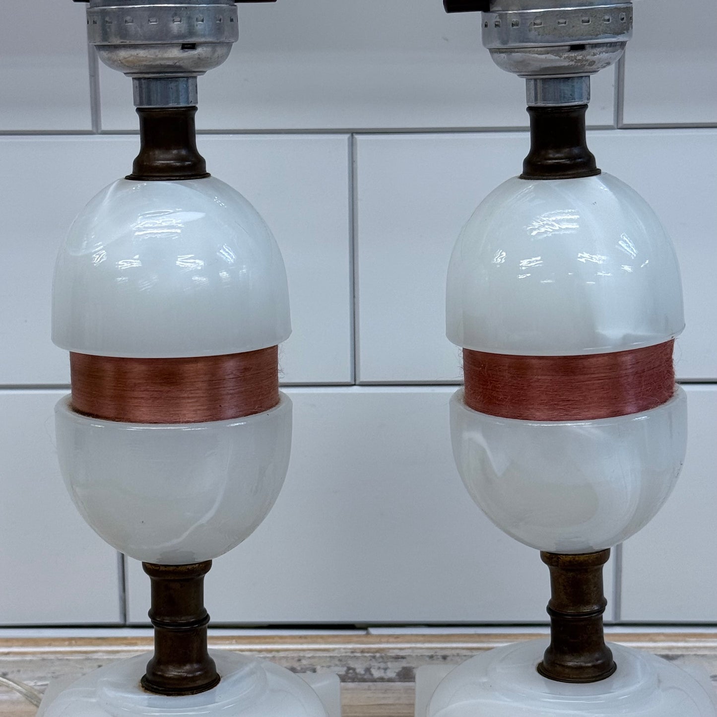 Vintage Milk Glass Accent Lamps Set of 2