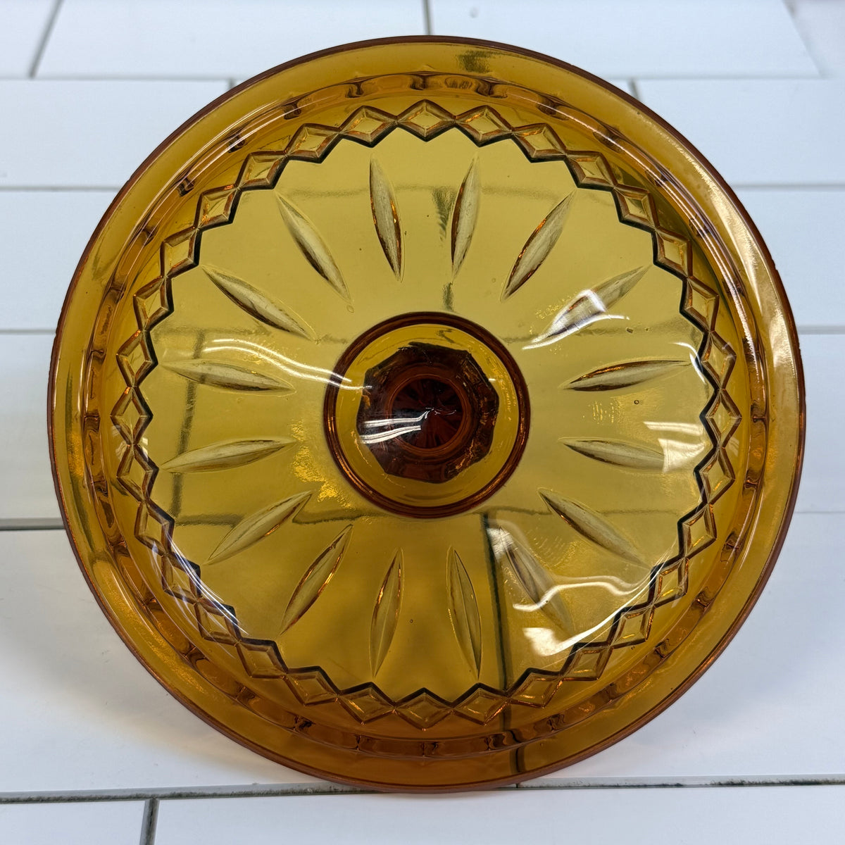 Indiana Glass Princess Amber Covered Candy Dish 1960s