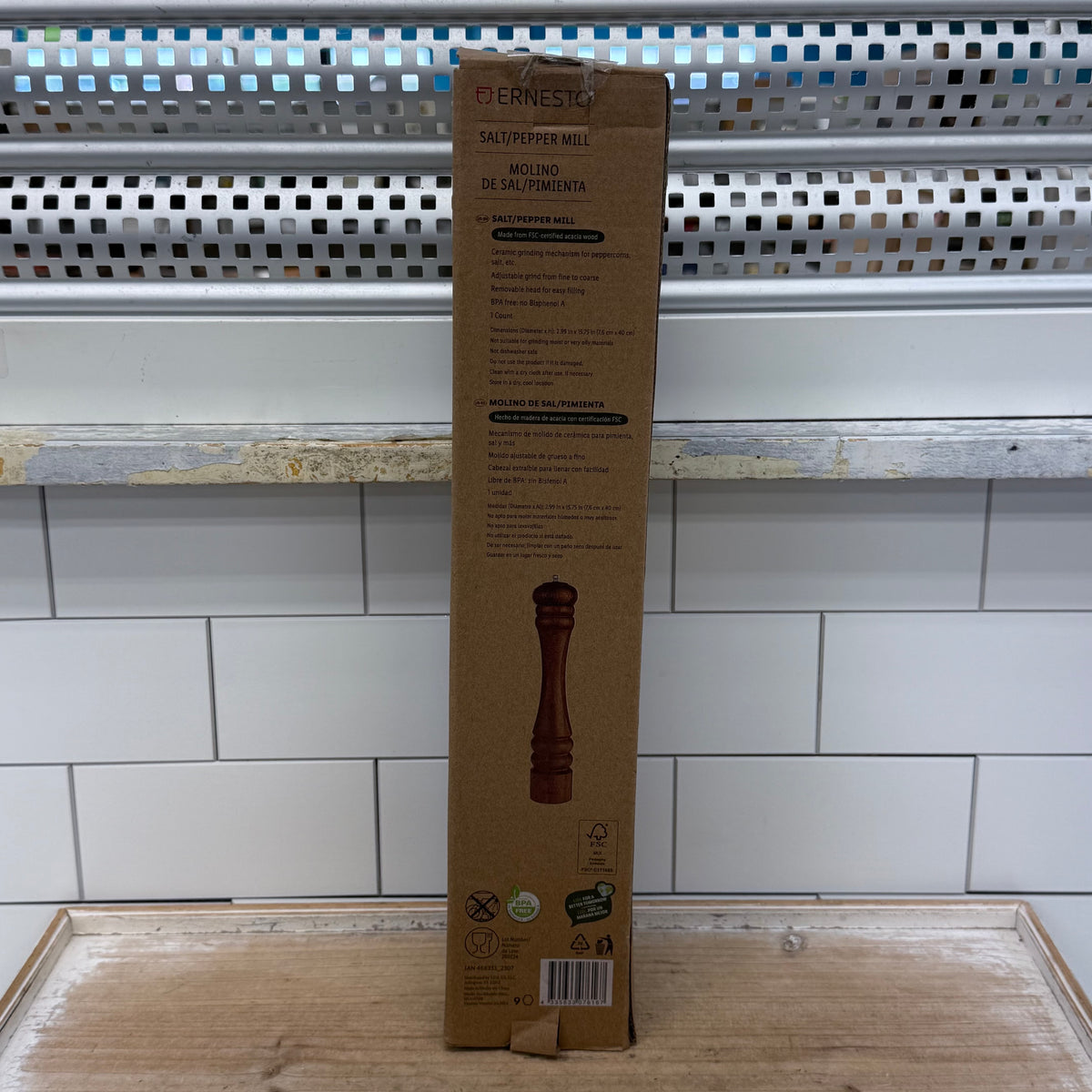 Ernesto Acacia Wood Salt Pepper Mill Grinder with Box 16"