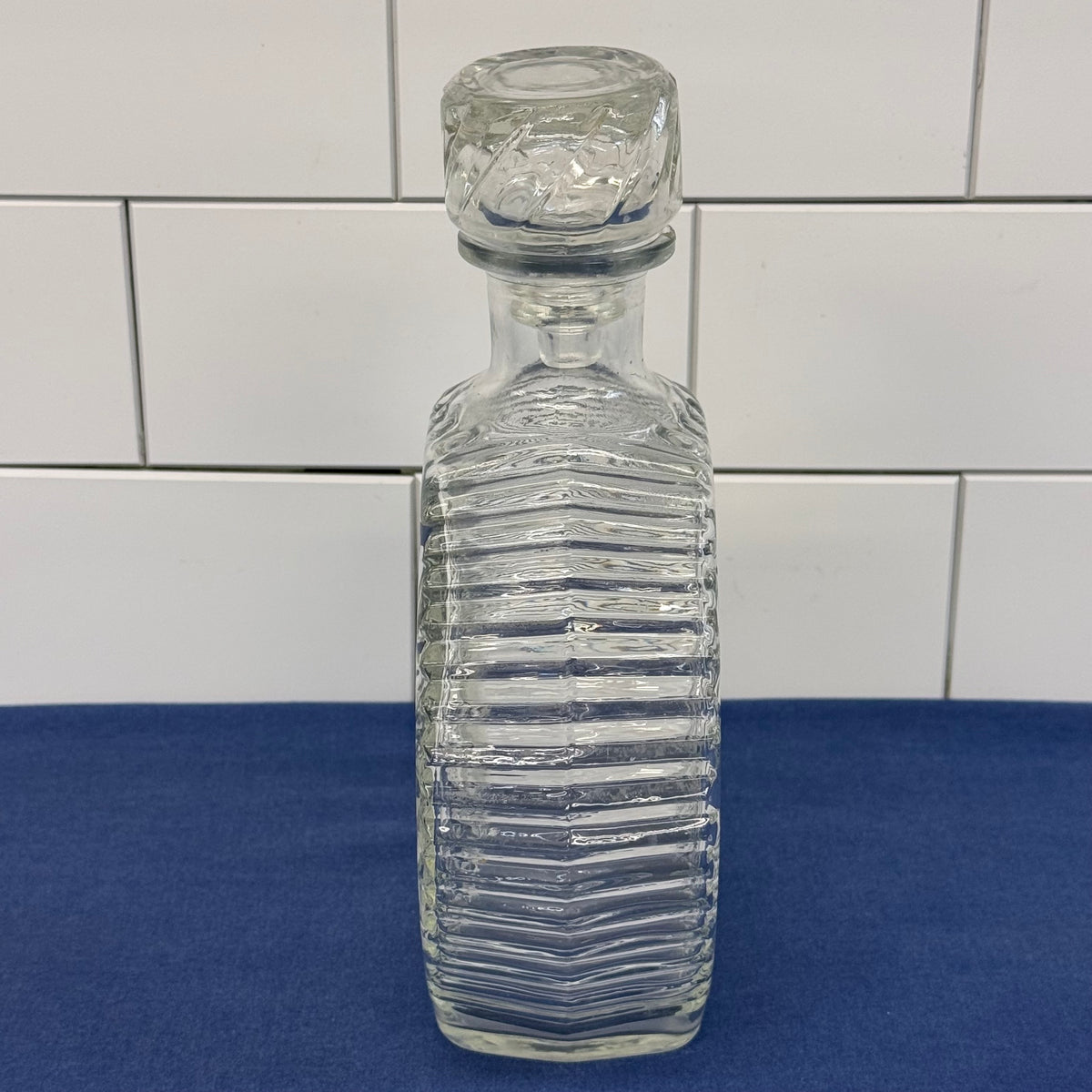 Starburst Pressed Glass Liquor Decanter with Stopper