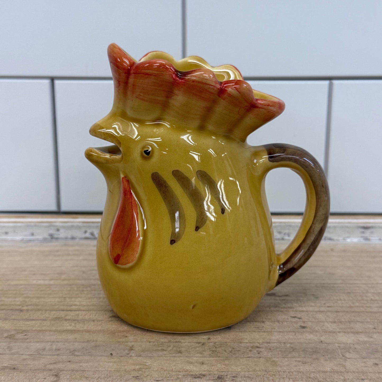 Italian Ceramic Rooster Creamer Pitcher Hand Painted