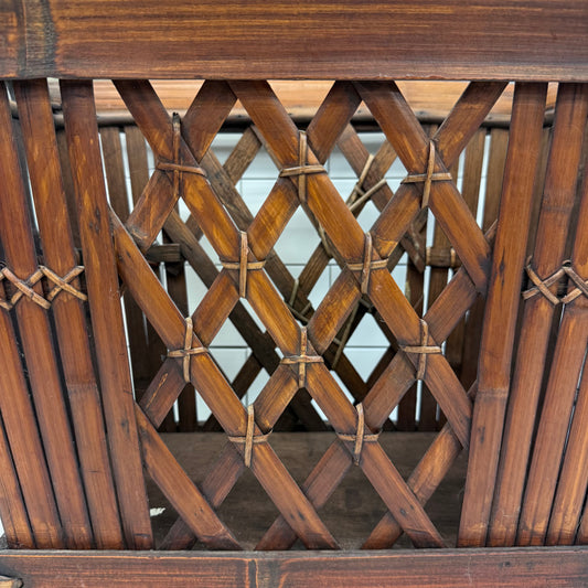 Lattice Bamboo Rattan Magazine Rack Storage Basket Vintage
