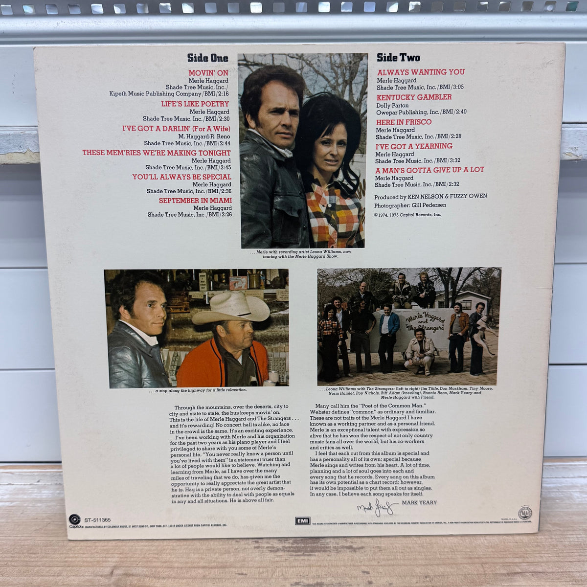 Merle Haggard Keep Movin’ On Vinyl Record, 1975 - ST 511365