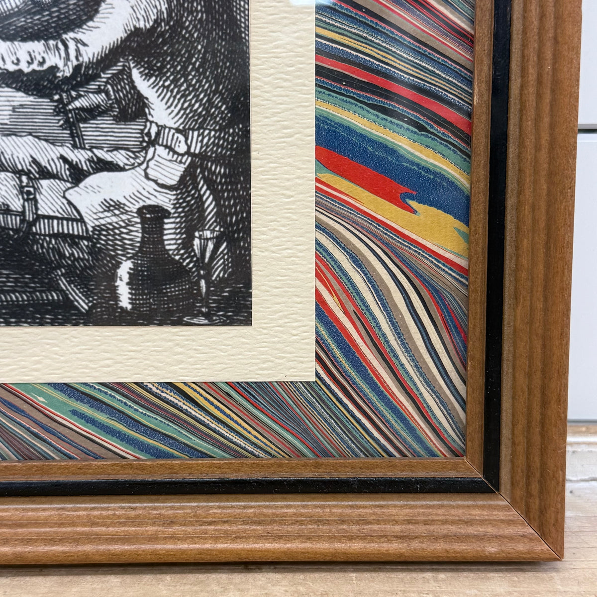 Tavern Fiddler Print with Marbled Paper Mat