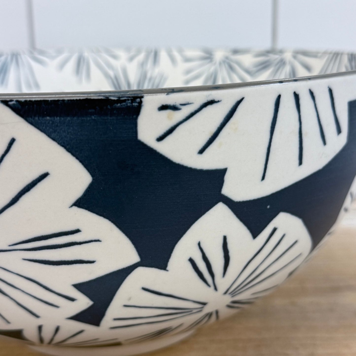 Crate & Barrel Mai Floral Ceramic Serving Bowl