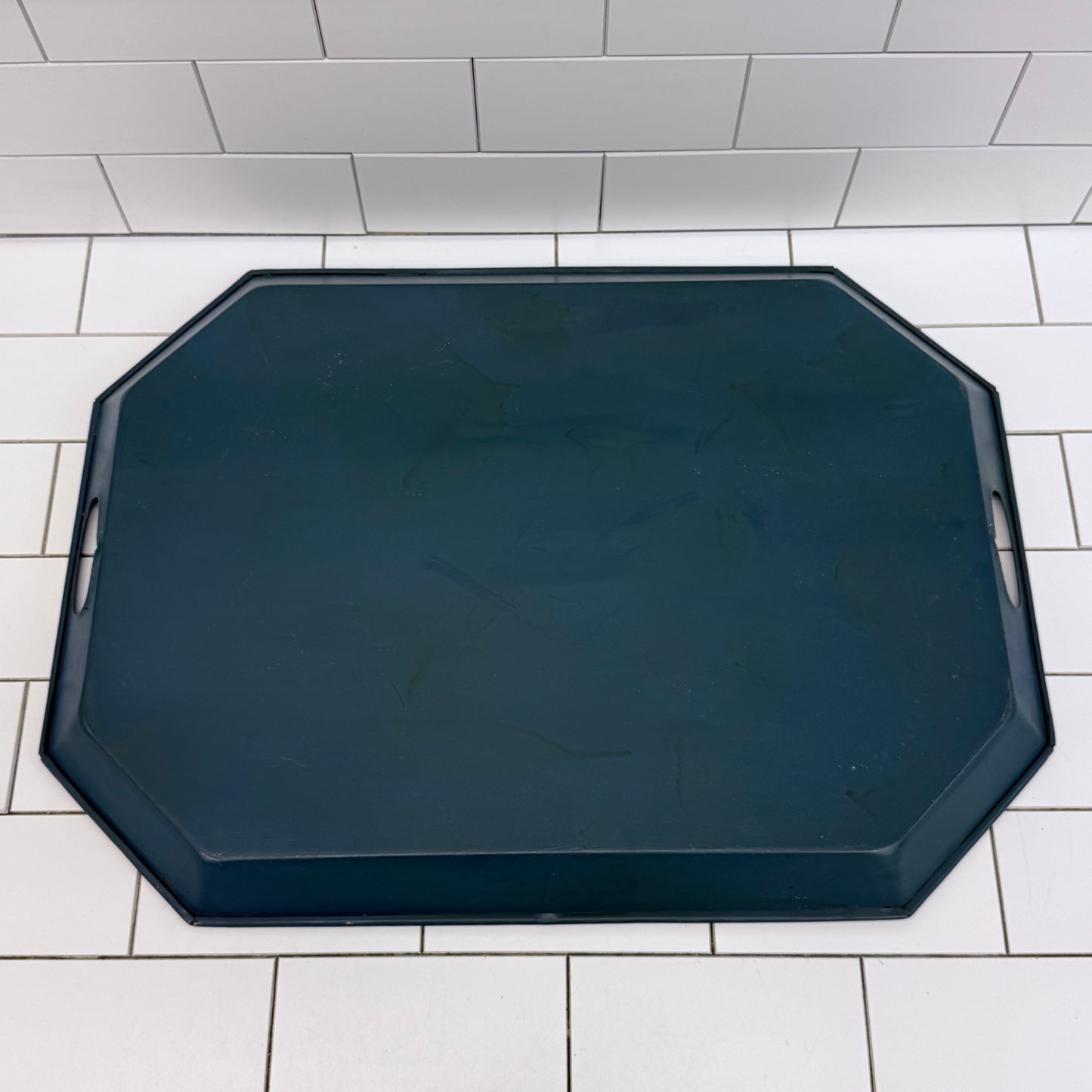 Vintage Folk Art Toleware Serving Tray Signed 1985