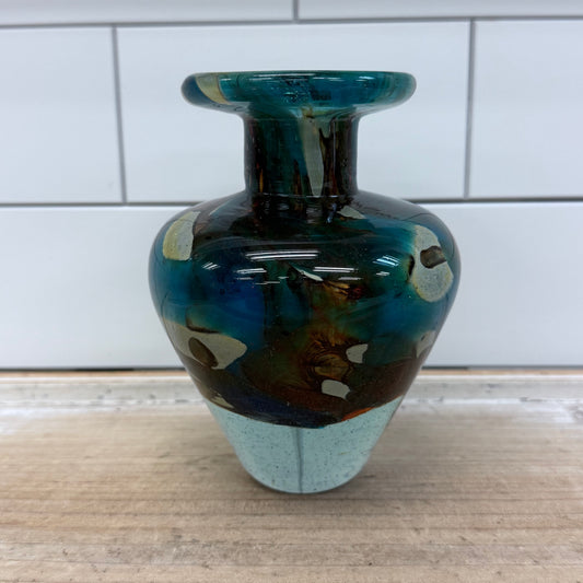 Mdina Style Vase, Hand Blown Art Glass