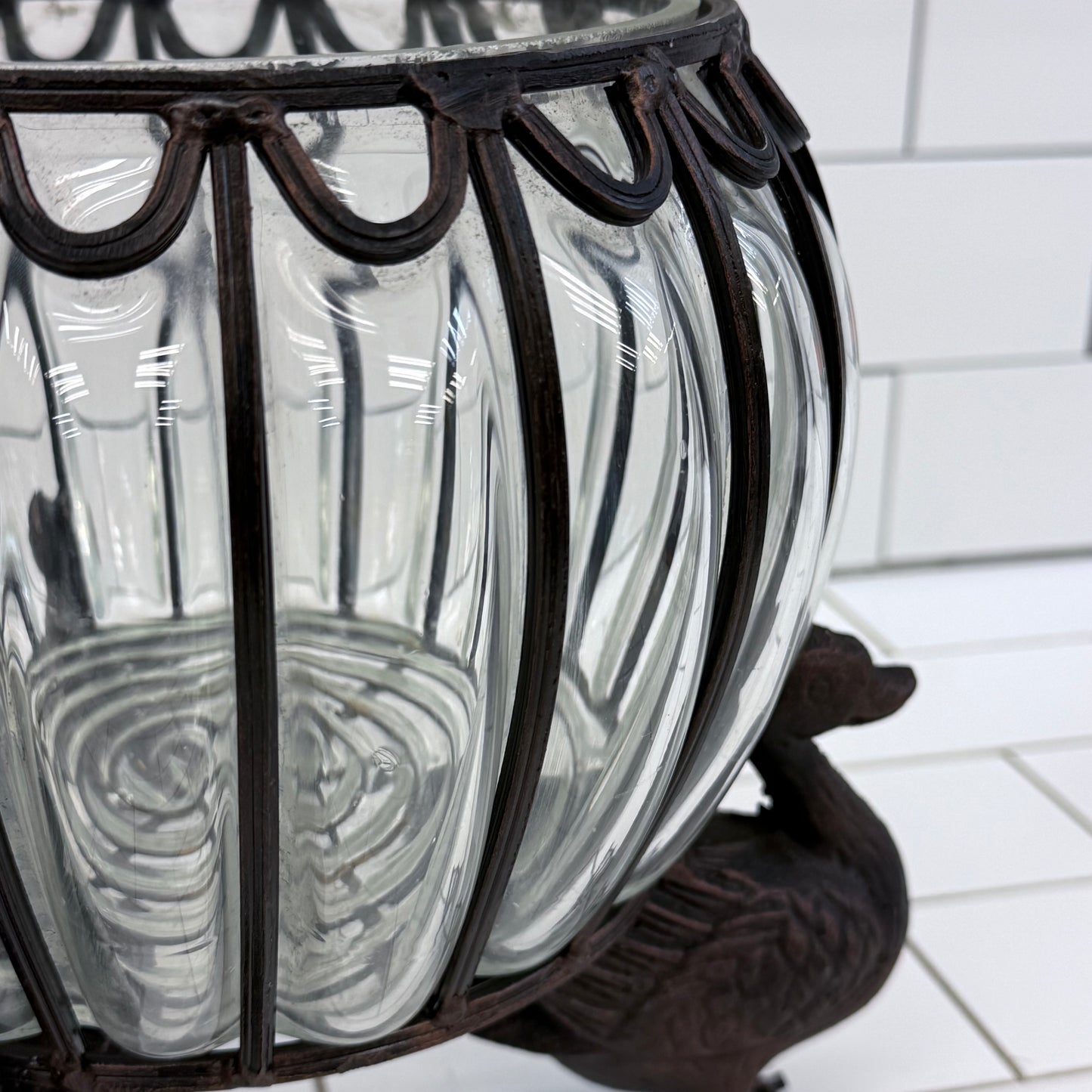 Duck Footed Planter Centerpiece with Glass Bowl