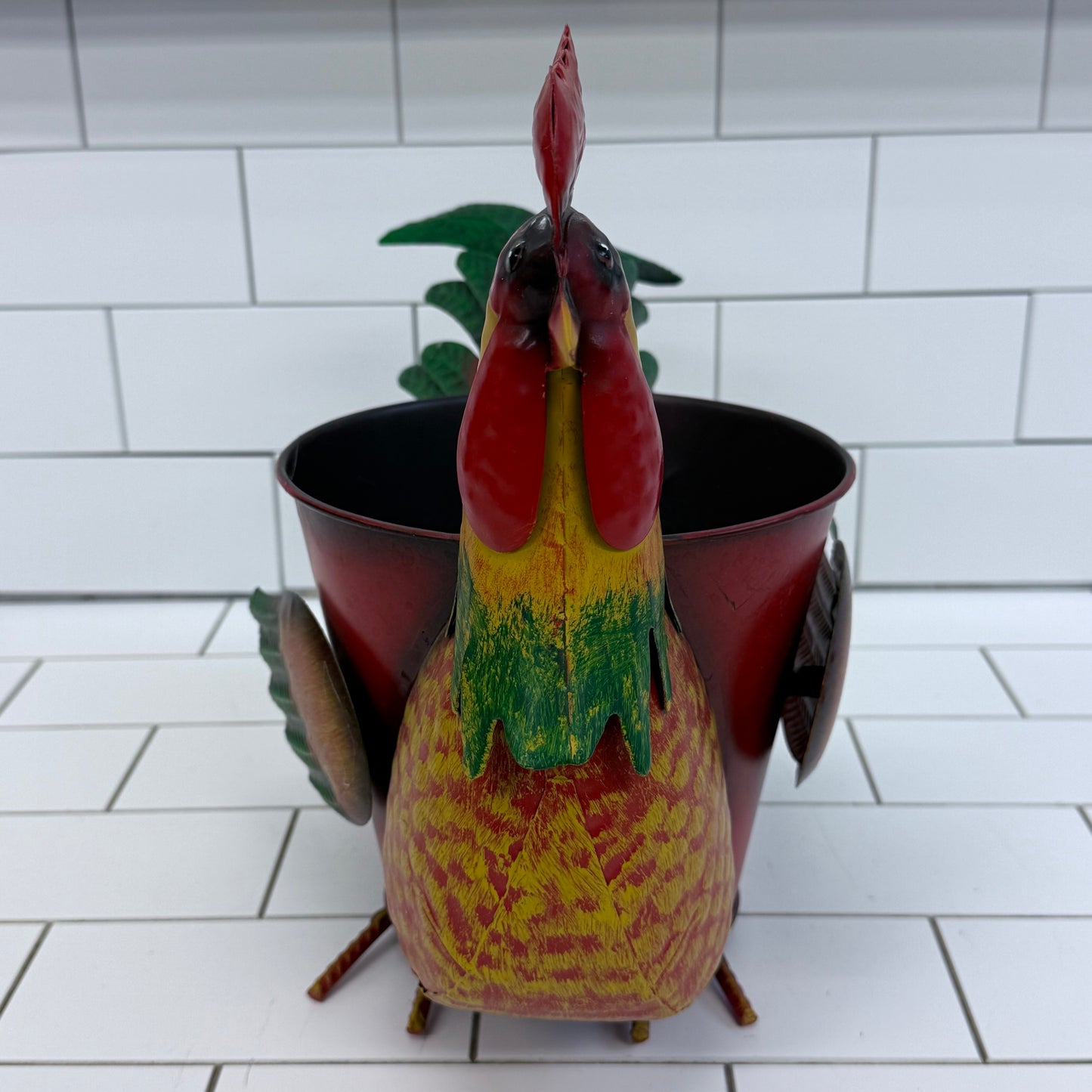 Metal Rooster Planter Pot Farmhouse Decor