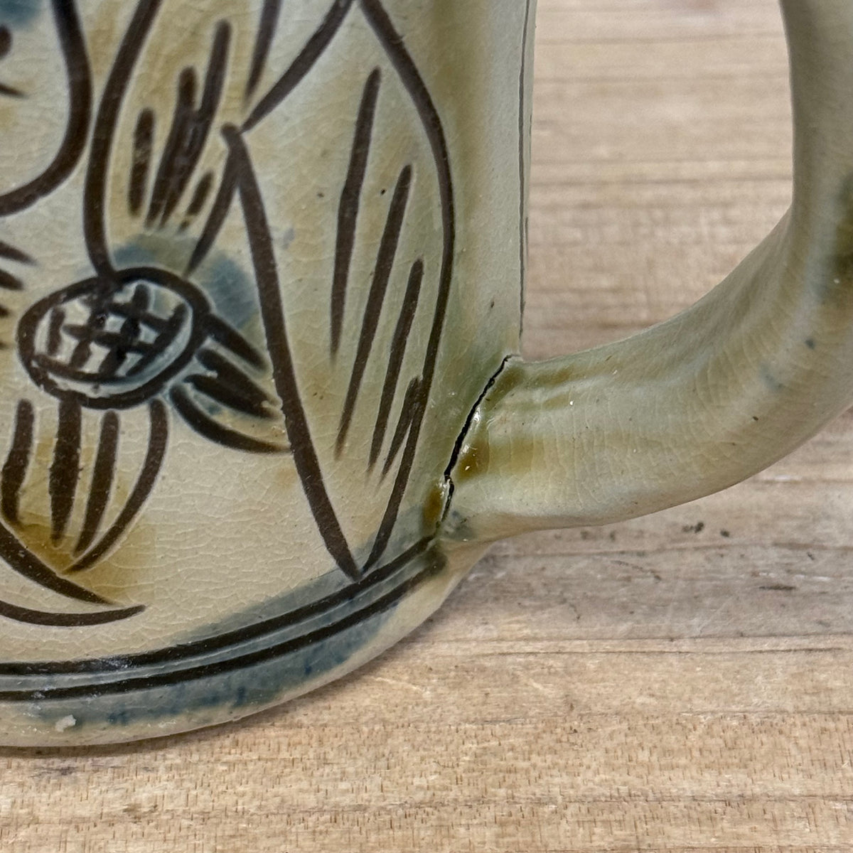 Folk Art Pottery Mugs Set of 4 Ceramic Tankards