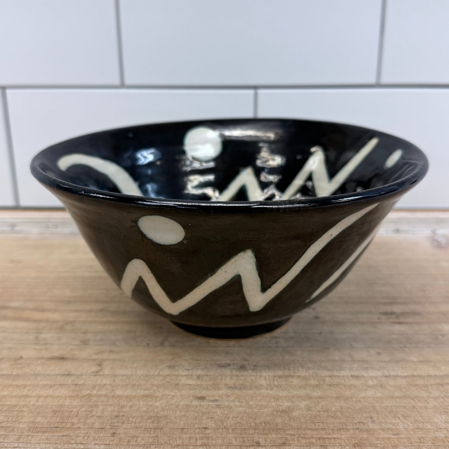 Studio Art Pottery Bowl & Handled Tray Set Signed