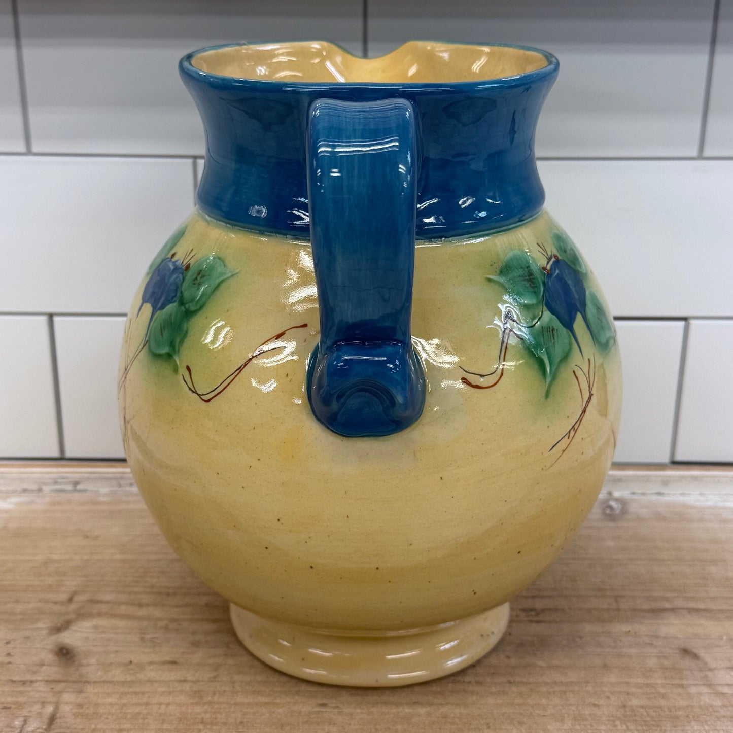 Vintage European Style Floral Art Pottery Pitcher, 1920s–1940s